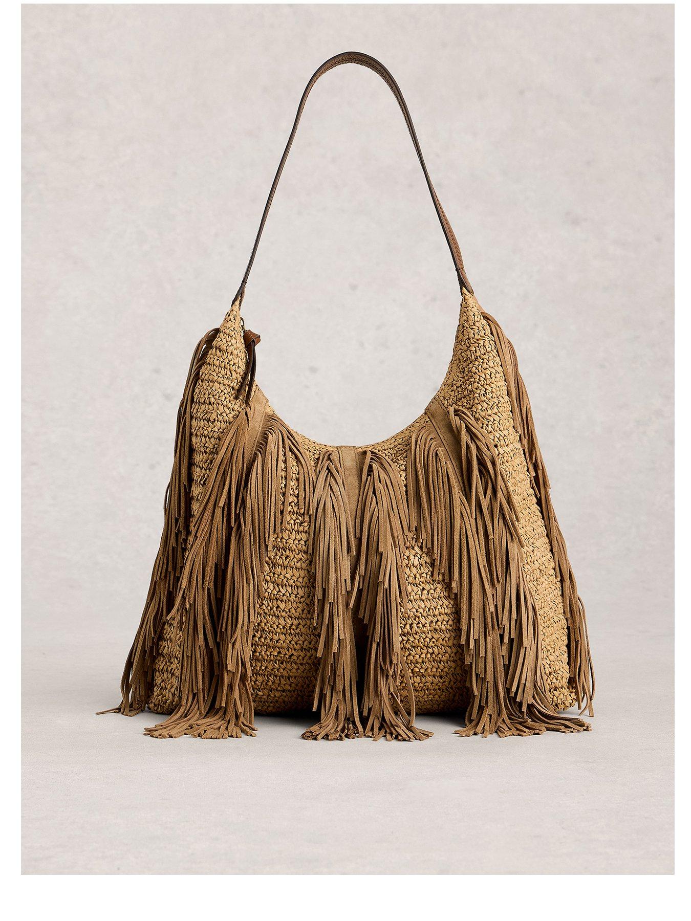 Image 1 of 4 of White Stuff Tara Tassel Shoulder Bag - Beige