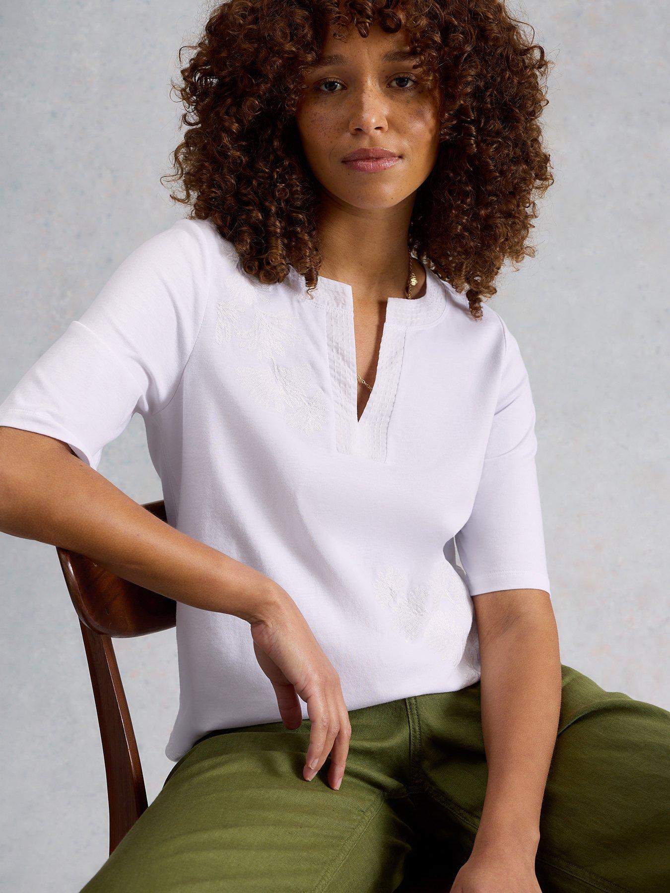 White Stuff Weaver Notch Embrdoiered Tee
