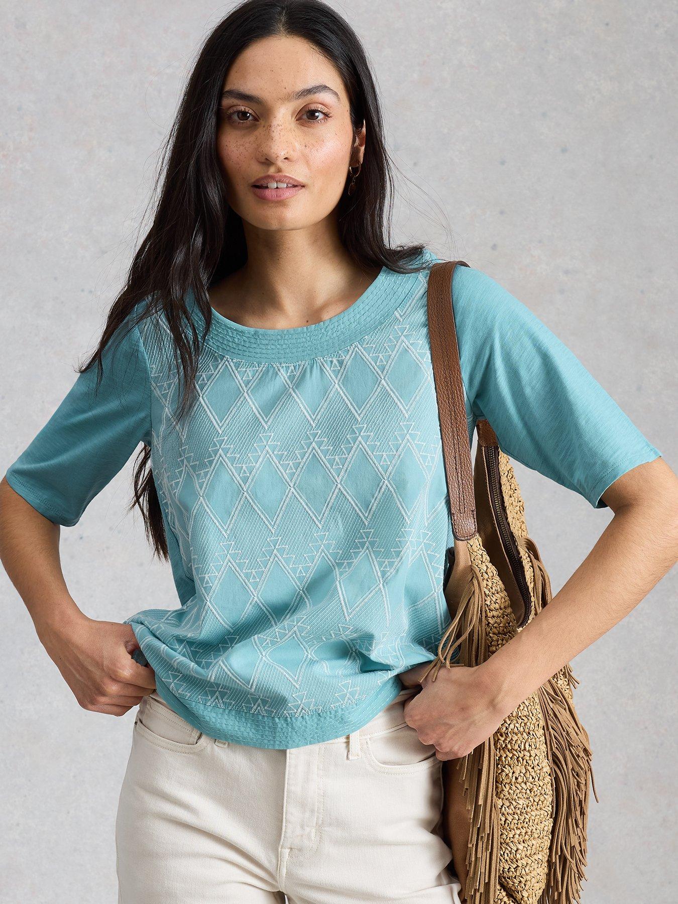 Image 1 of 6 of White Stuff Weaver Broderie Tee