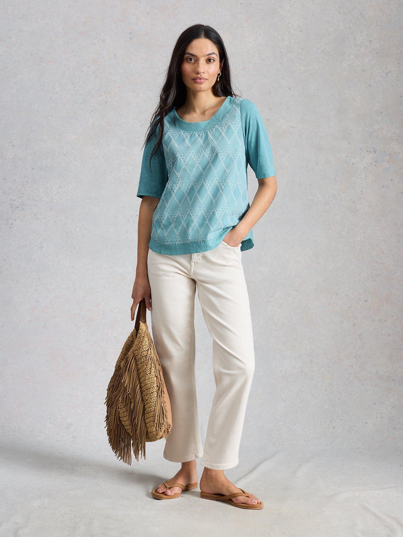 Image 3 of 6 of White Stuff Weaver Broderie Tee
