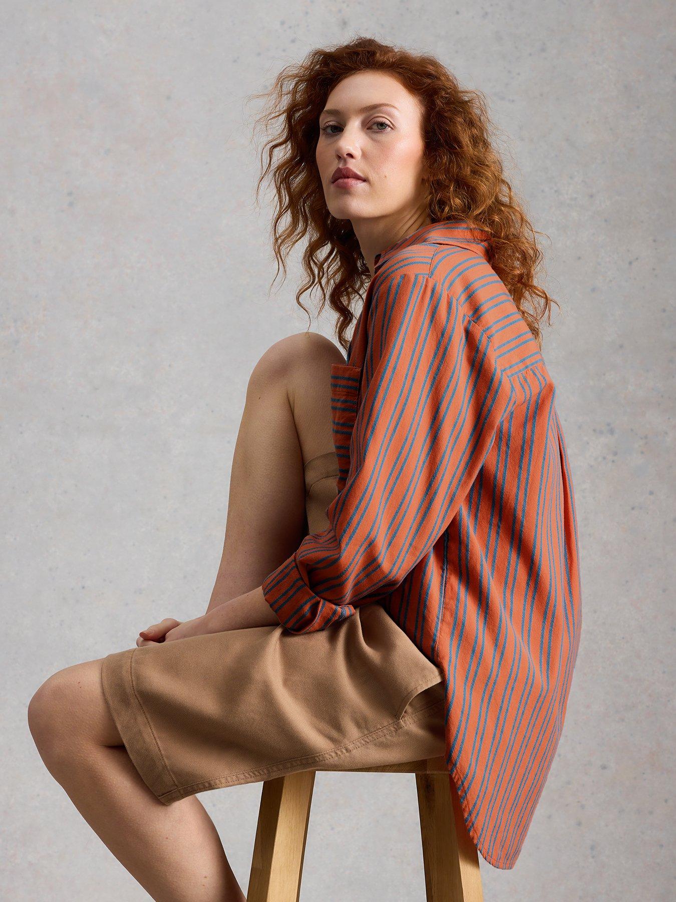 Image 3 of 6 of White Stuff Sadie Boyfriend Shirt - Orange