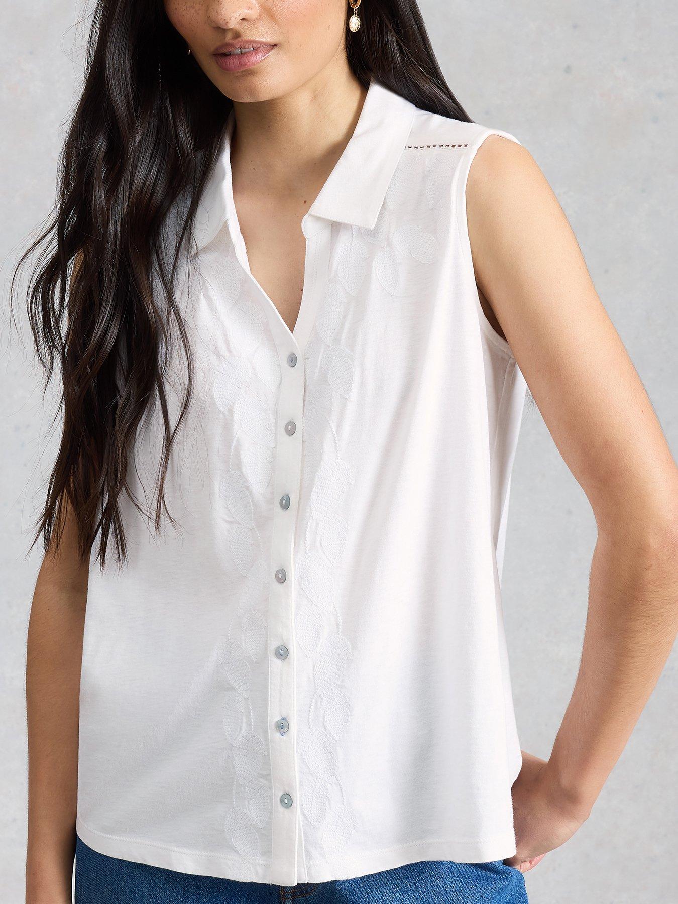 Image 1 of 6 of White Stuff Amy Emb Sleeveless Shirt