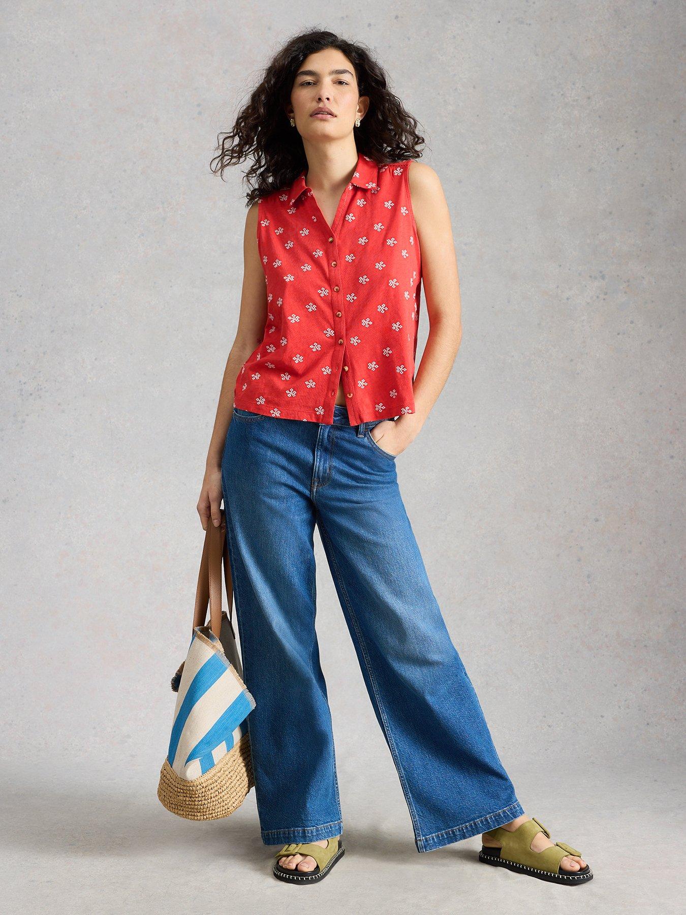 Image 3 of 6 of White Stuff Amy Emb Sleeveless Shirt