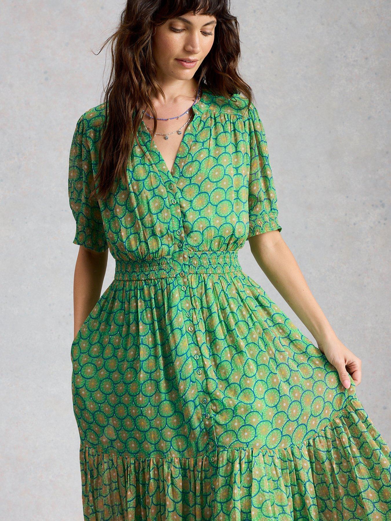 Image 3 of 6 of White Stuff Yuki Midi Dress - Green