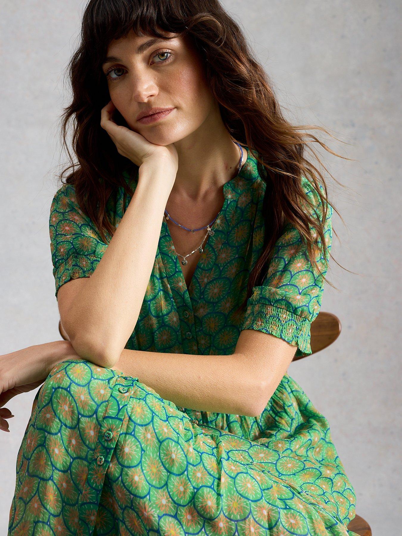 Image 4 of 6 of White Stuff Yuki Midi Dress - Green