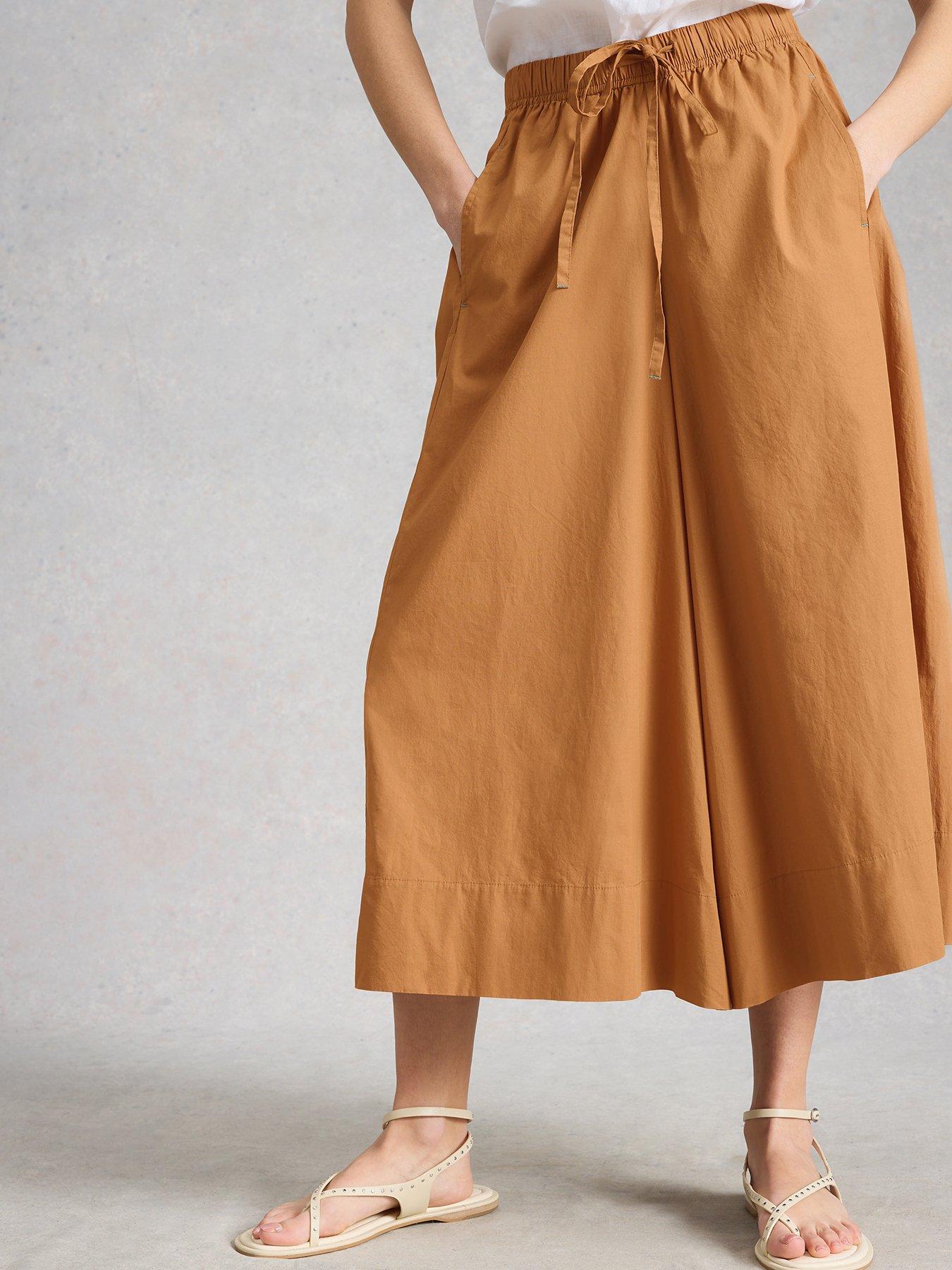 White Stuff Lauryn Poplin Wide Leg Crop - Brown