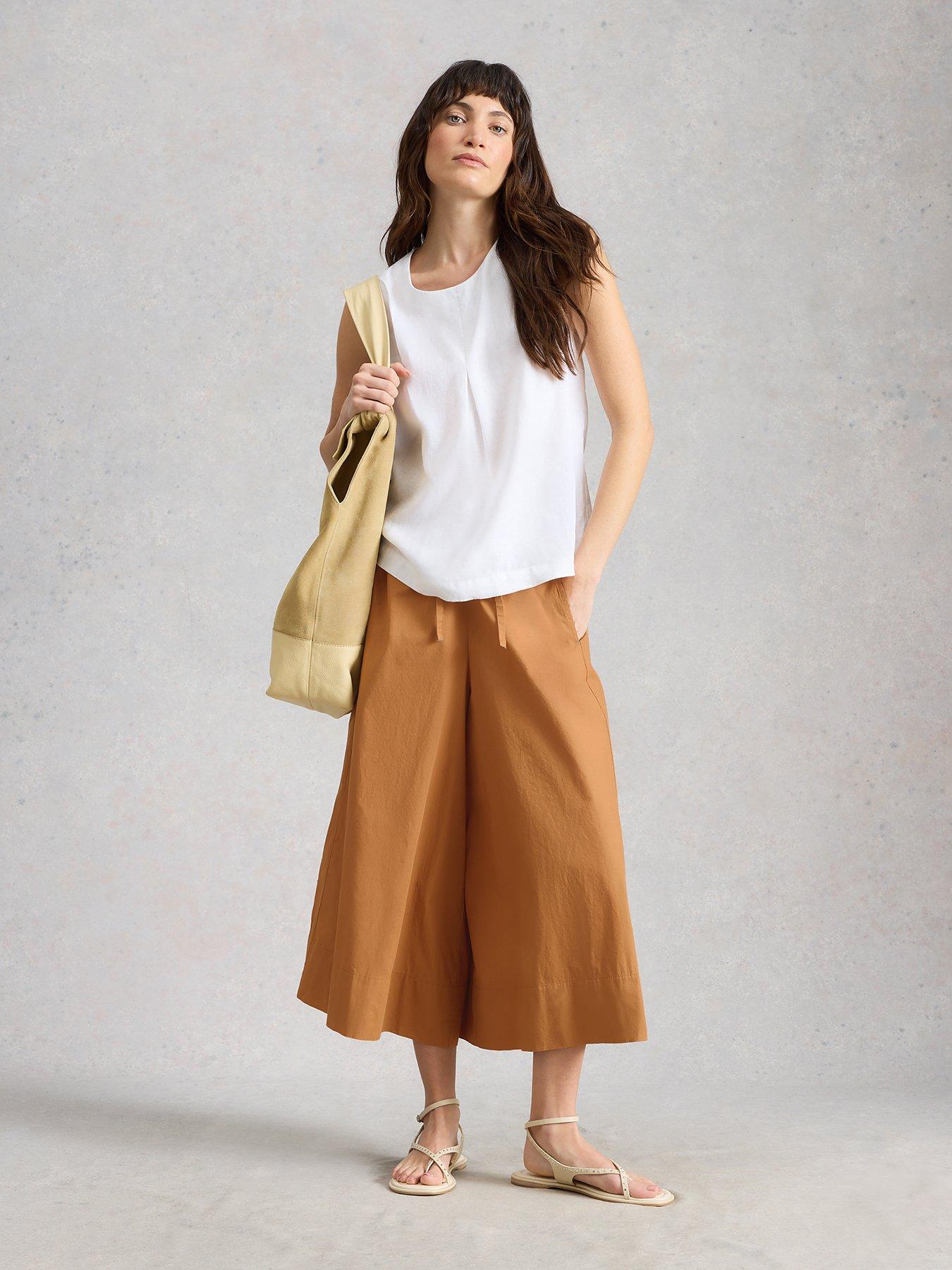 Image 3 of 6 of White Stuff Lauryn Poplin Wide Leg Crop
