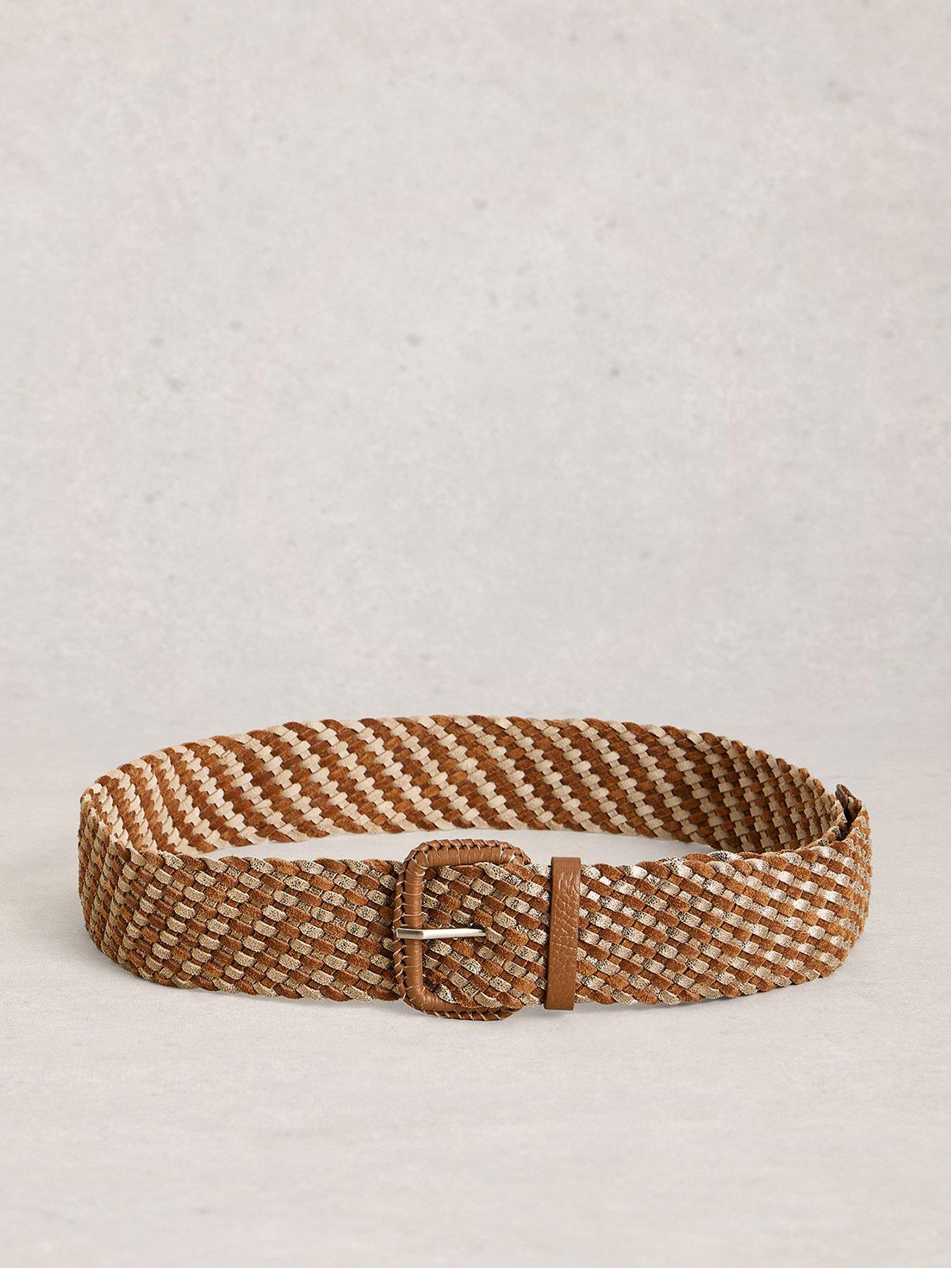White Stuff Leather Wide Weave Belt