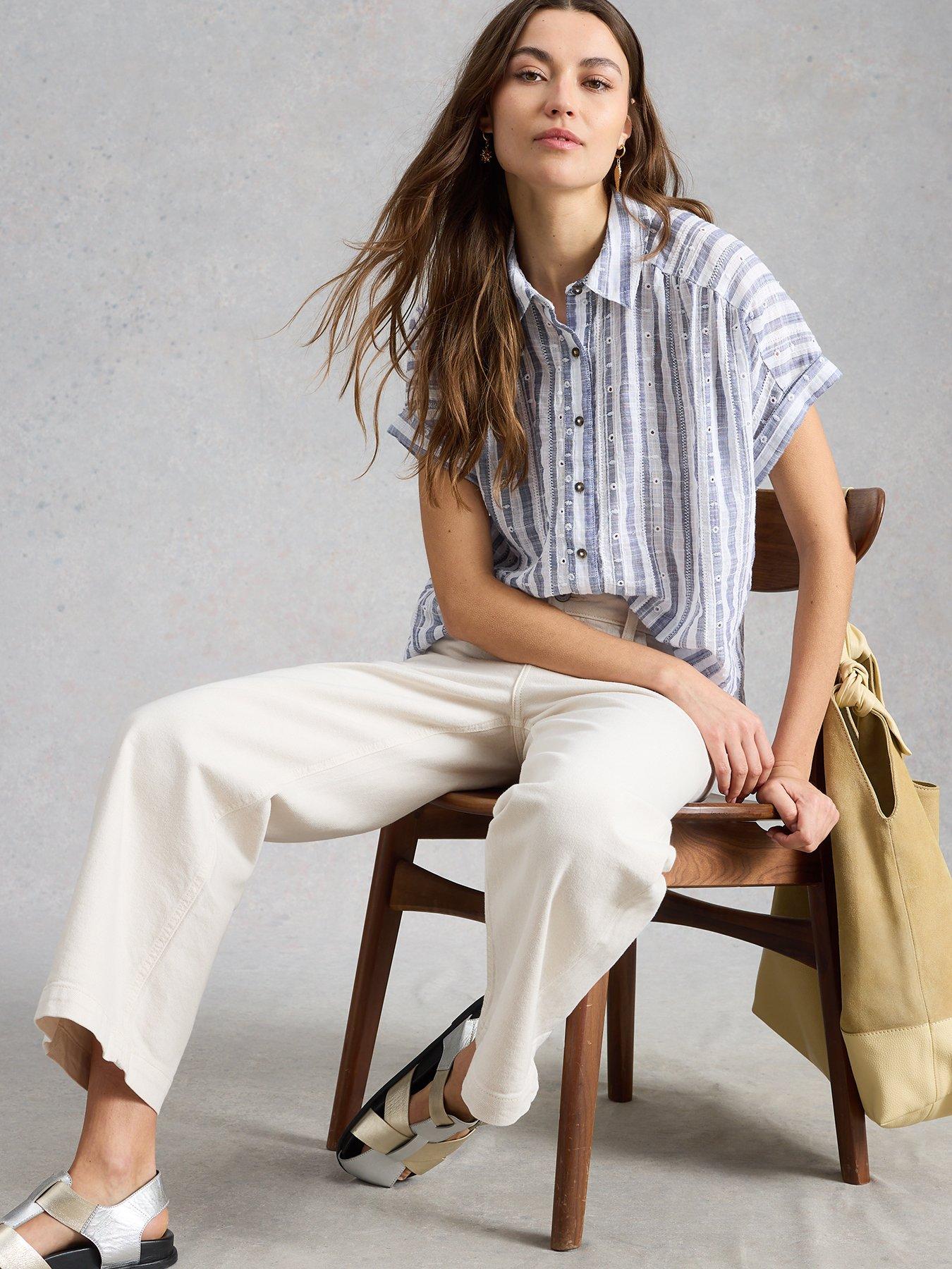 Image 3 of 6 of White Stuff Orla Button Through Shirt - Blue