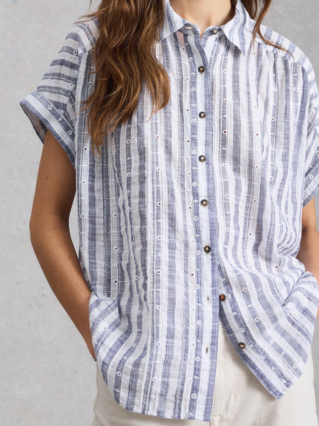 Image 4 of 6 of White Stuff Orla Button Through Shirt - Blue