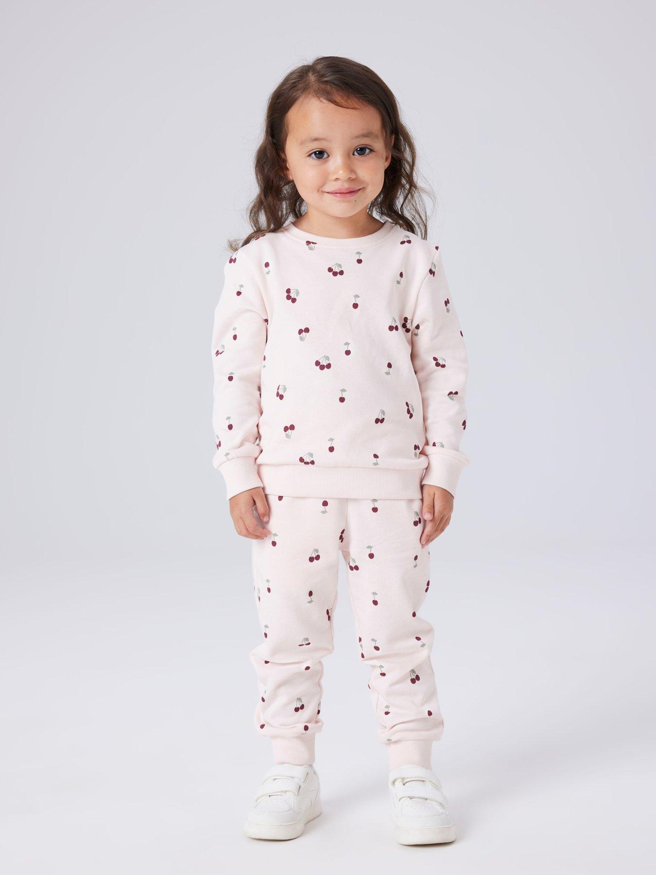 Image 1 of 5 of Name It Girls Cherry Print Co-ord Sweat - Pink