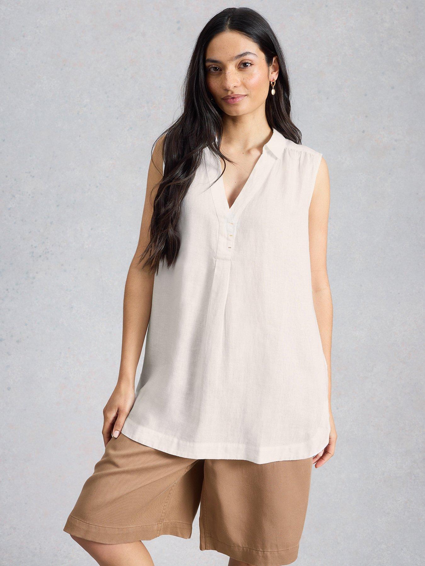 Image 1 of 6 of White Stuff Bianca Sleeveless Linen Tunic