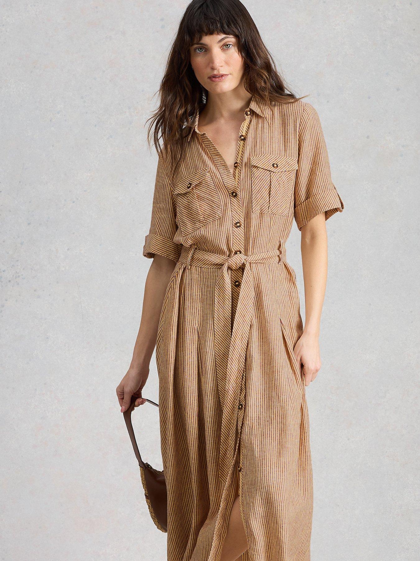 White Stuff Tiff Linen Blend Shirt Dress