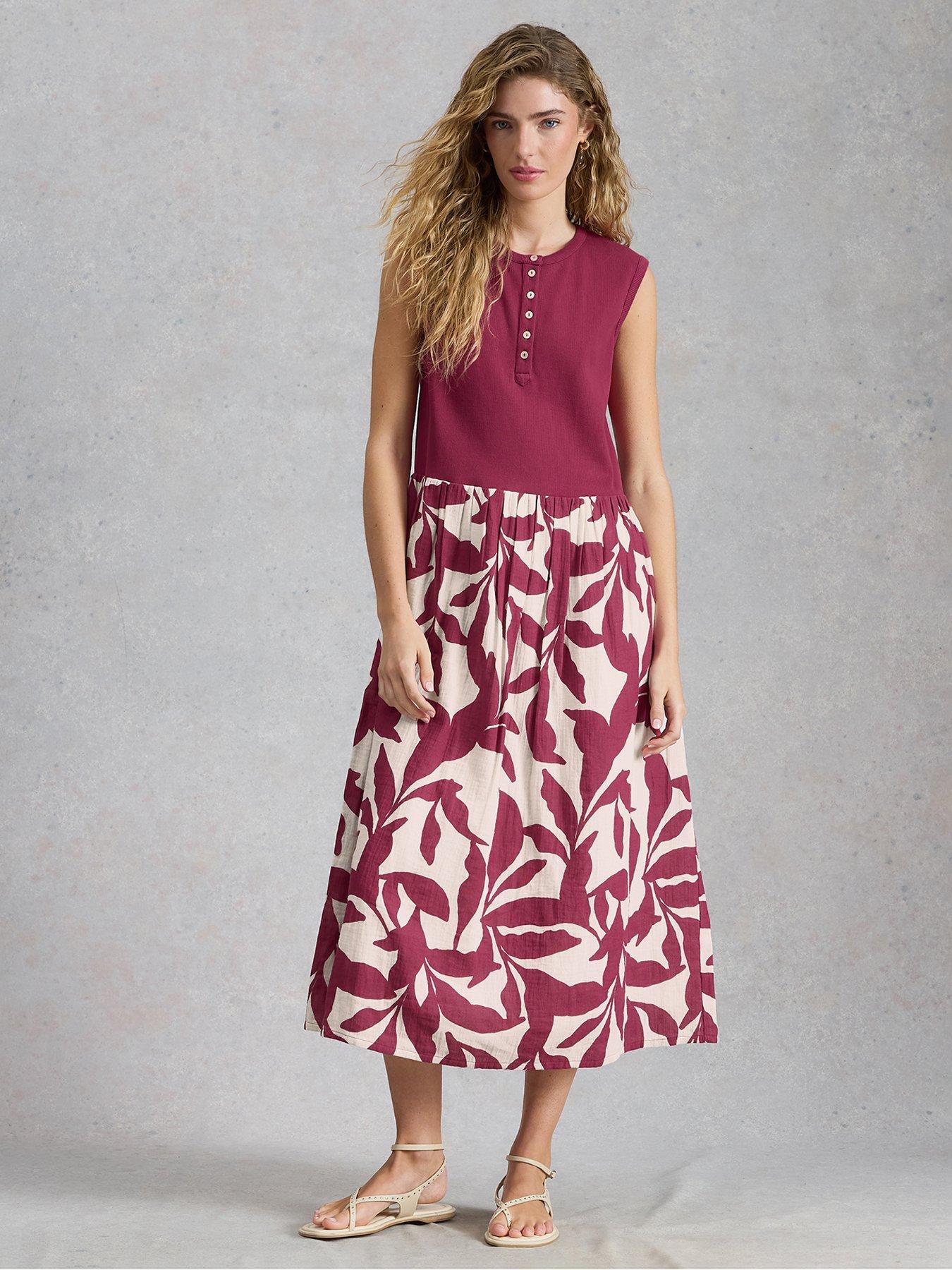 White Stuff Shay Jersey Mix Dress - Pink
