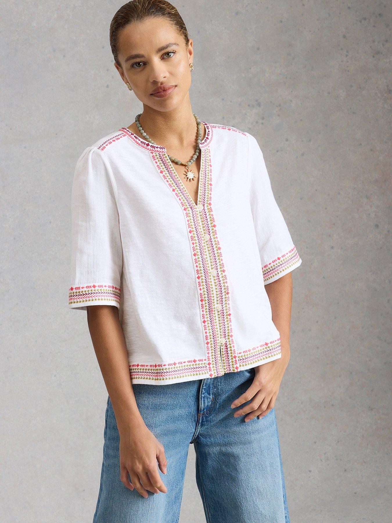Image 1 of 6 of White Stuff Lizzie Embroidered Top