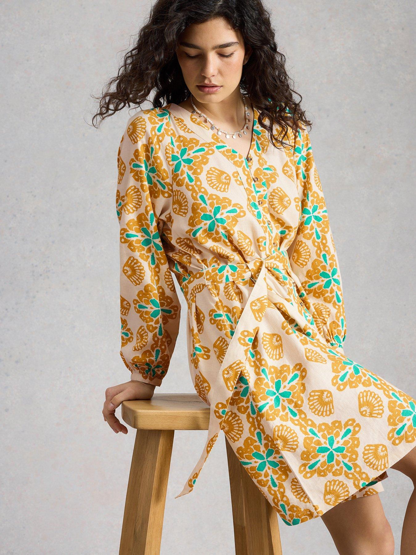 White Stuff Petra Linen Blend Dress - Yellow