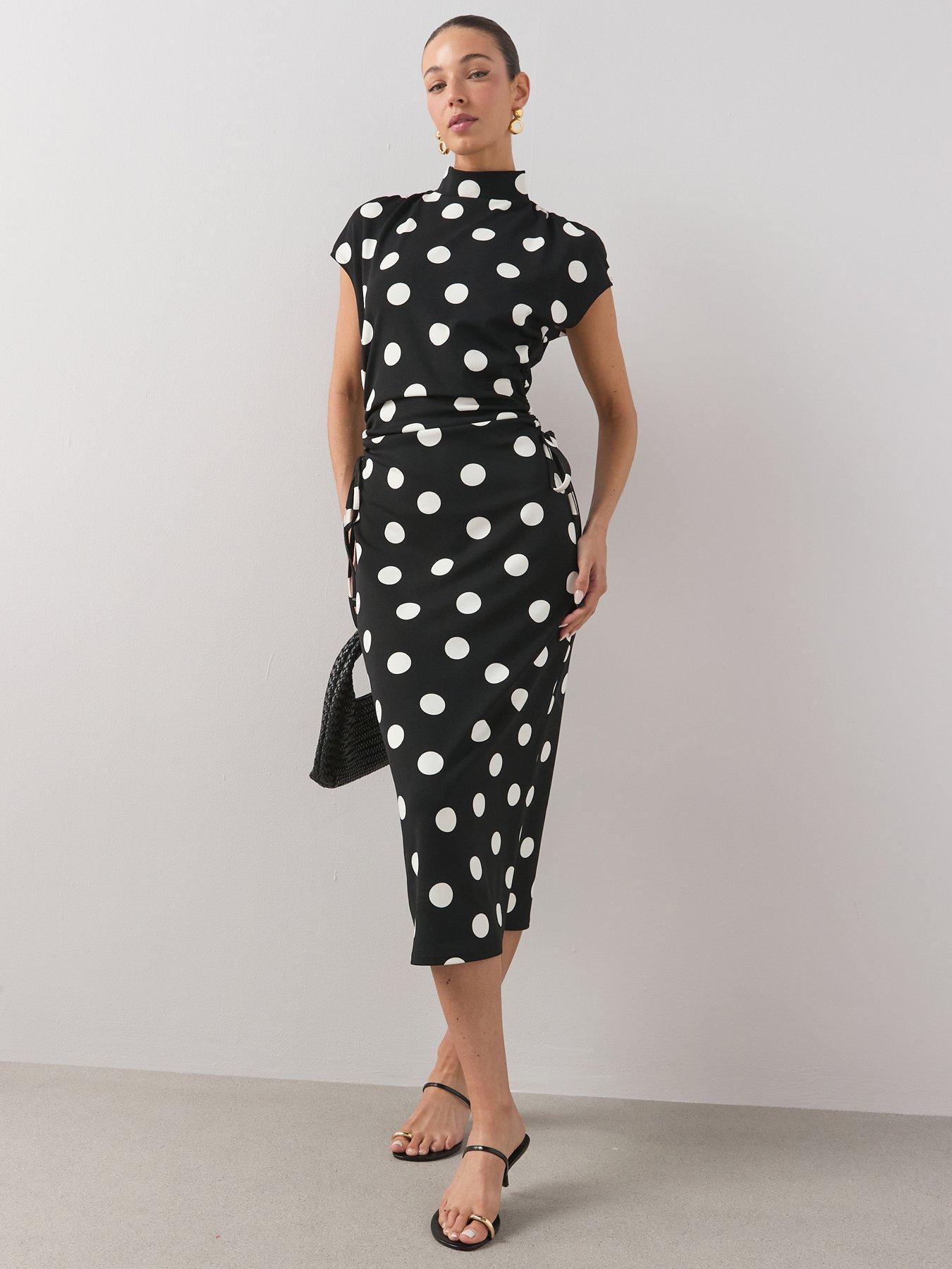 Image 1 of 7 of The Very Collection High Neck Ruched Size Midaxi Dress - Multi