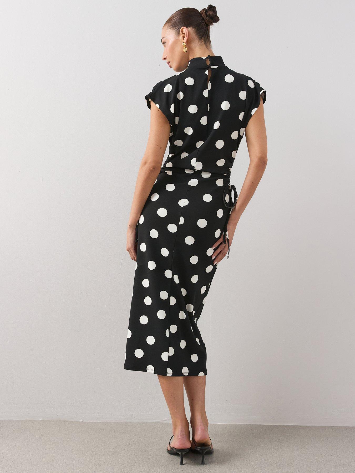 Image 2 of 7 of The Very Collection High Neck Ruched Size Midaxi Dress - Multi