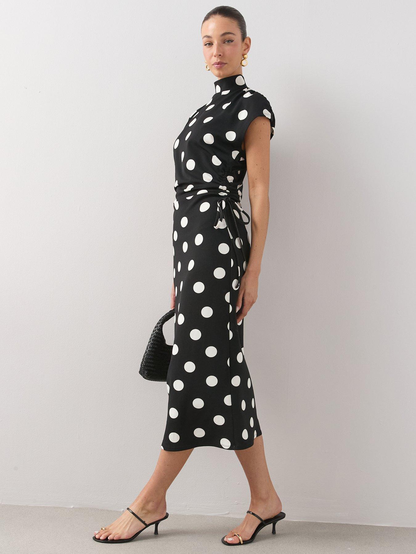 Image 3 of 7 of The Very Collection High Neck Ruched Size Midaxi Dress - Multi