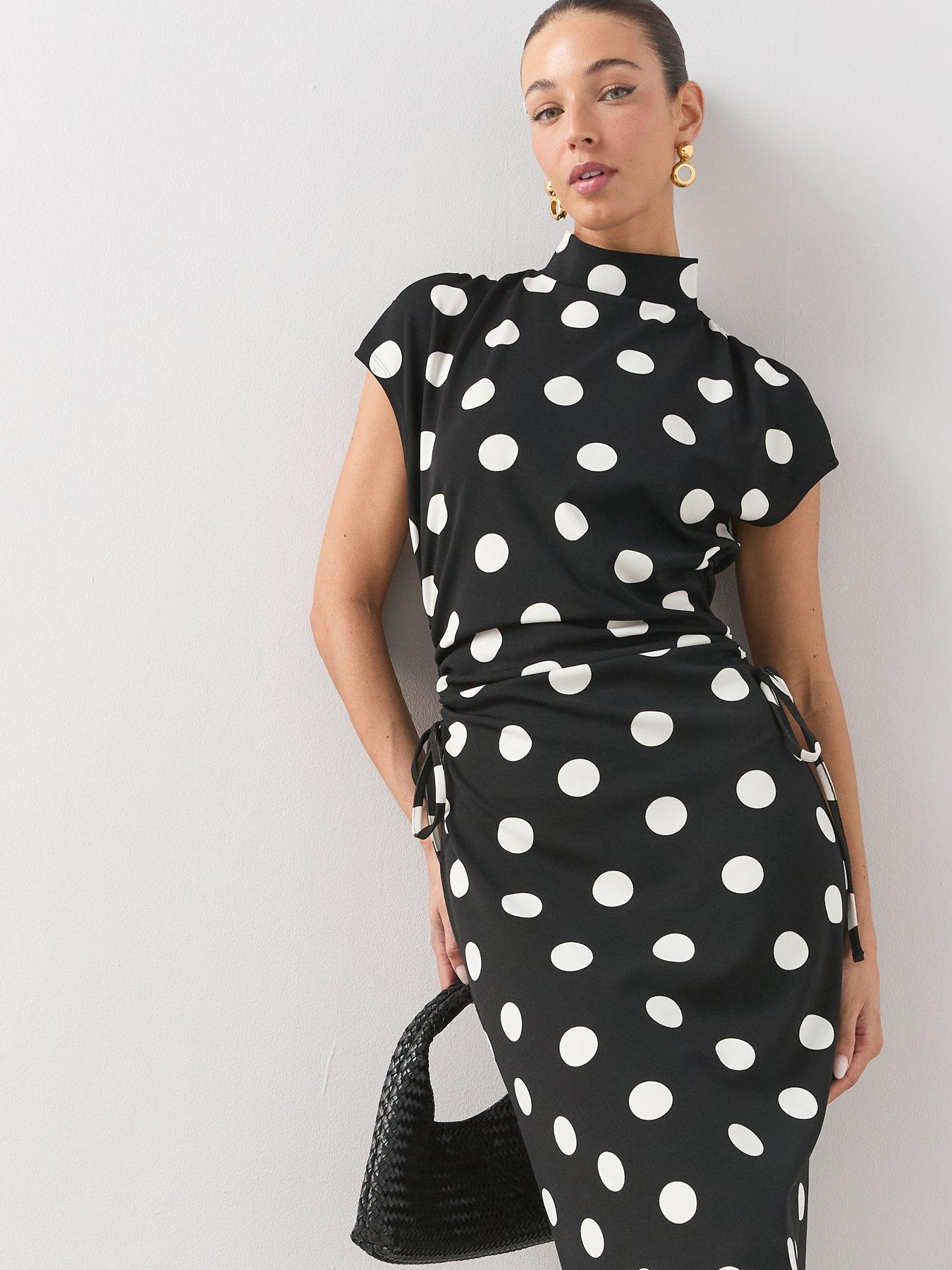 Image 5 of 7 of The Very Collection High Neck Ruched Size Midaxi Dress - Multi