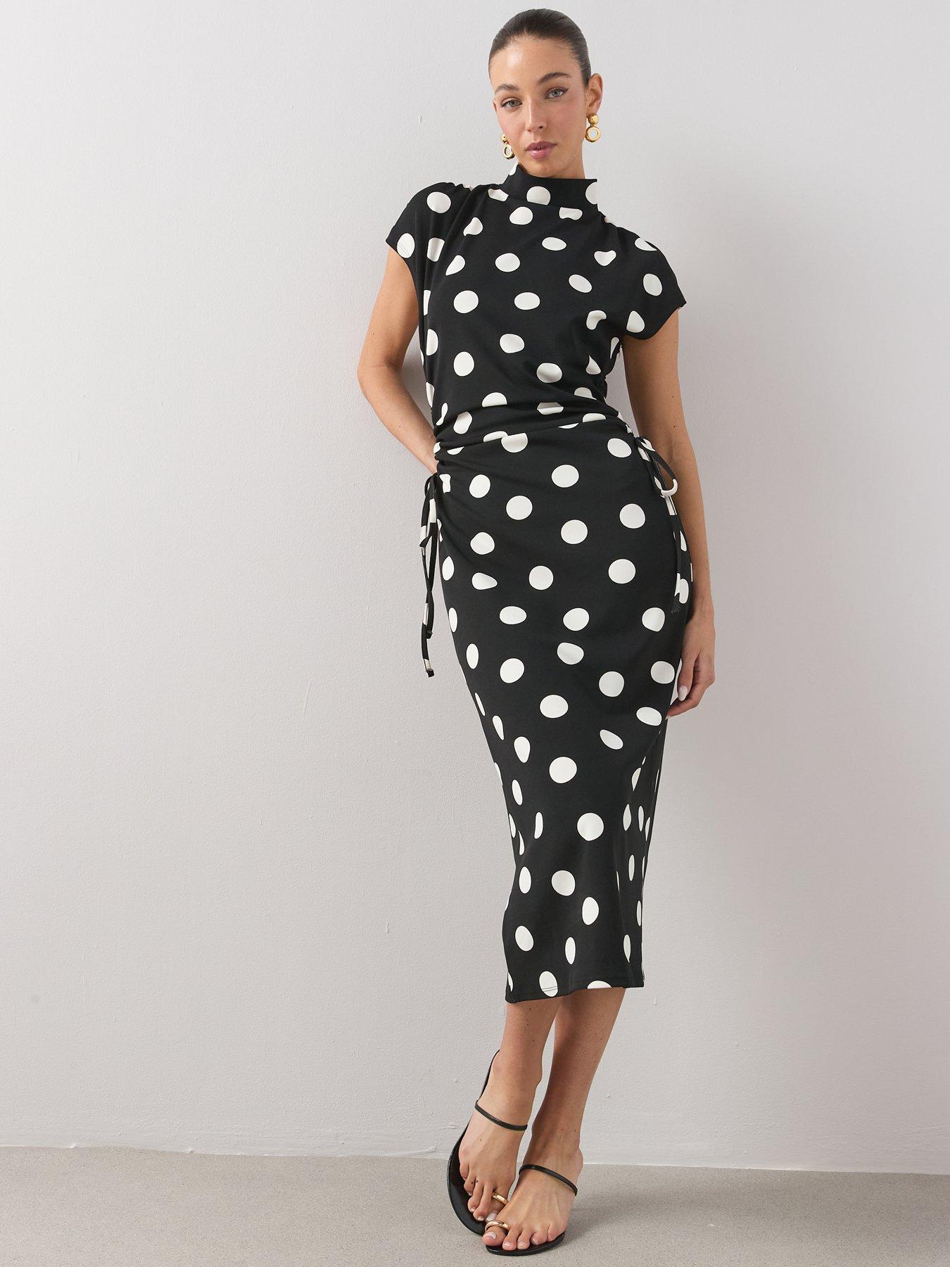 Image 6 of 7 of The Very Collection High Neck Ruched Size Midaxi Dress - Multi