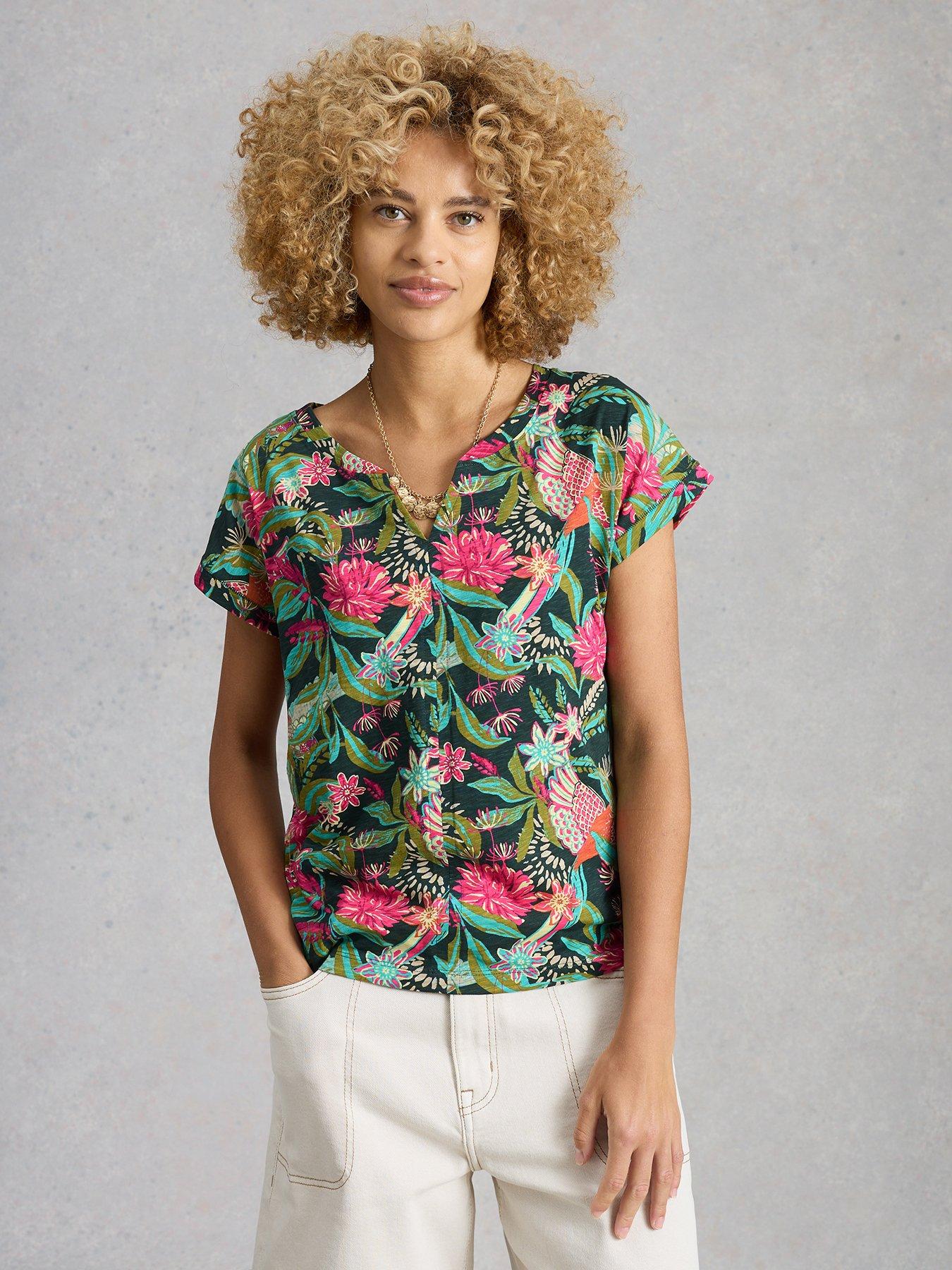 White Stuff Nelly Notch Neck Tee - Green