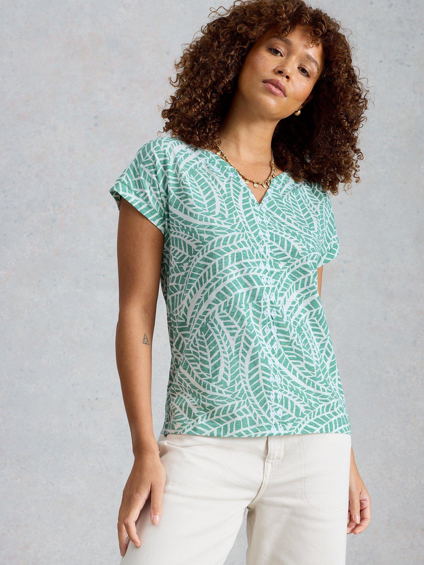 Image 1 of 6 of White Stuff Nelly Print Embroidered Tee