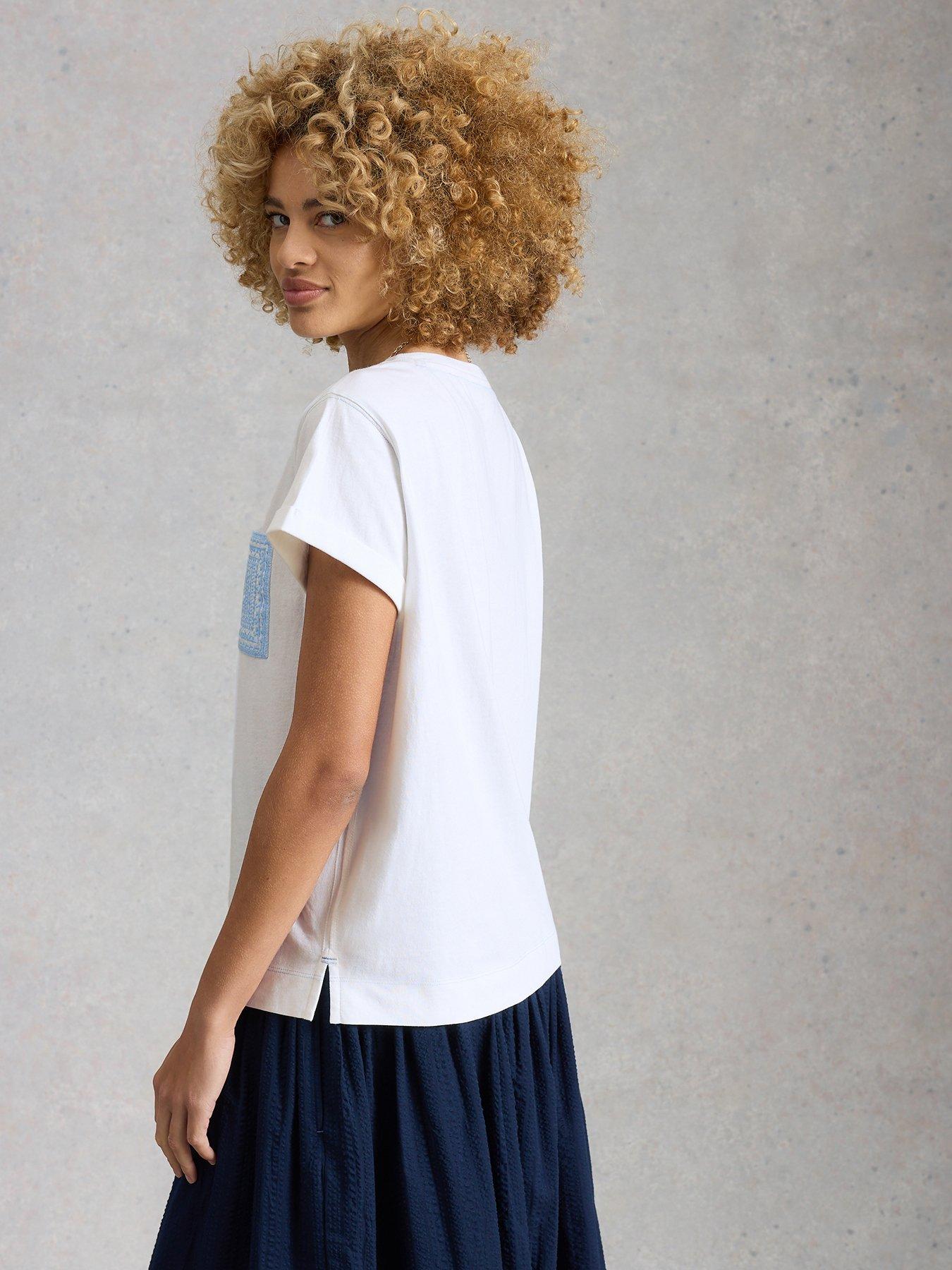 Image 2 of 6 of White Stuff Gina Embroidered Pocket Tee