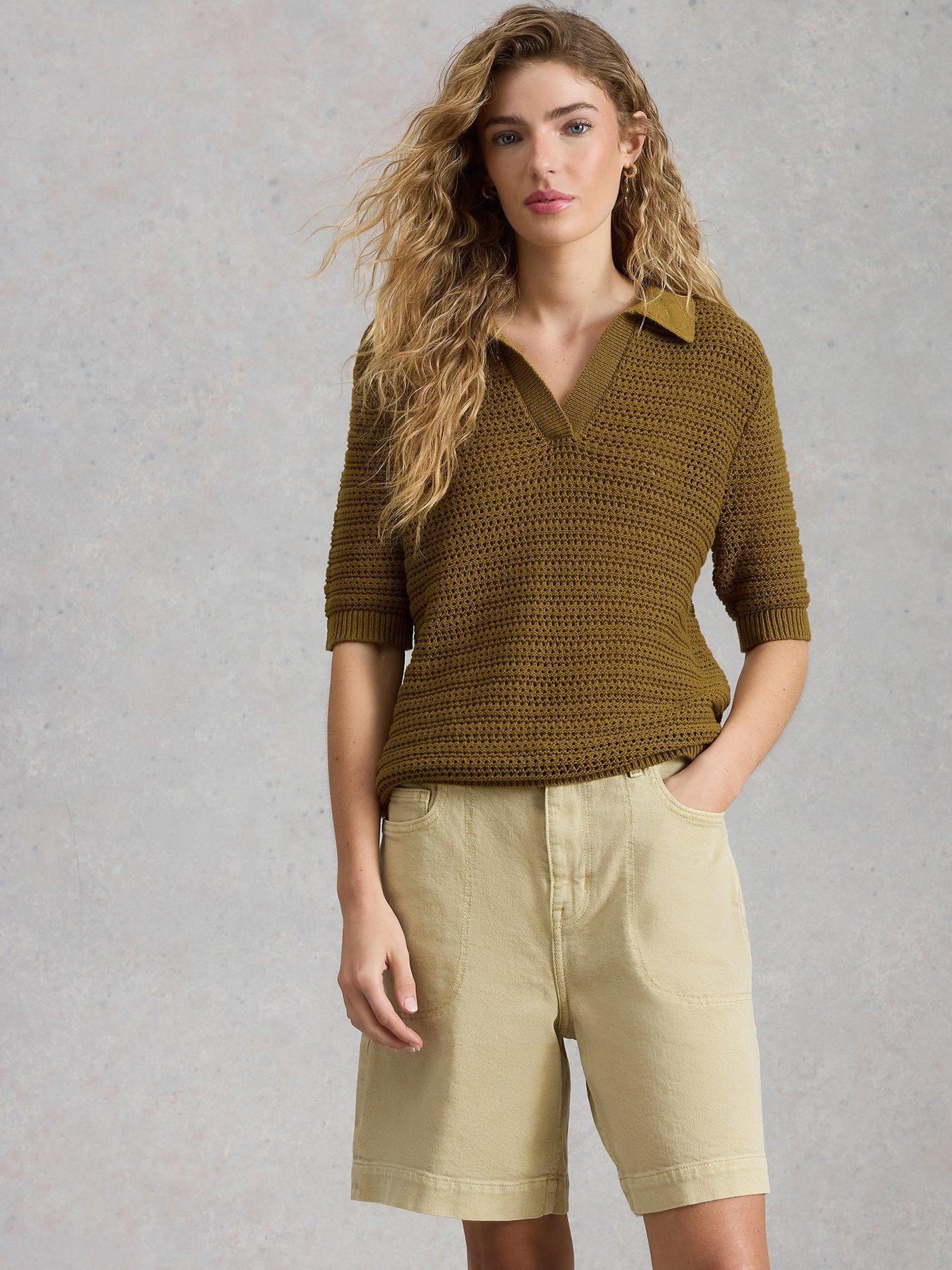 White Stuff Cooper Knitted Polo Top - Green