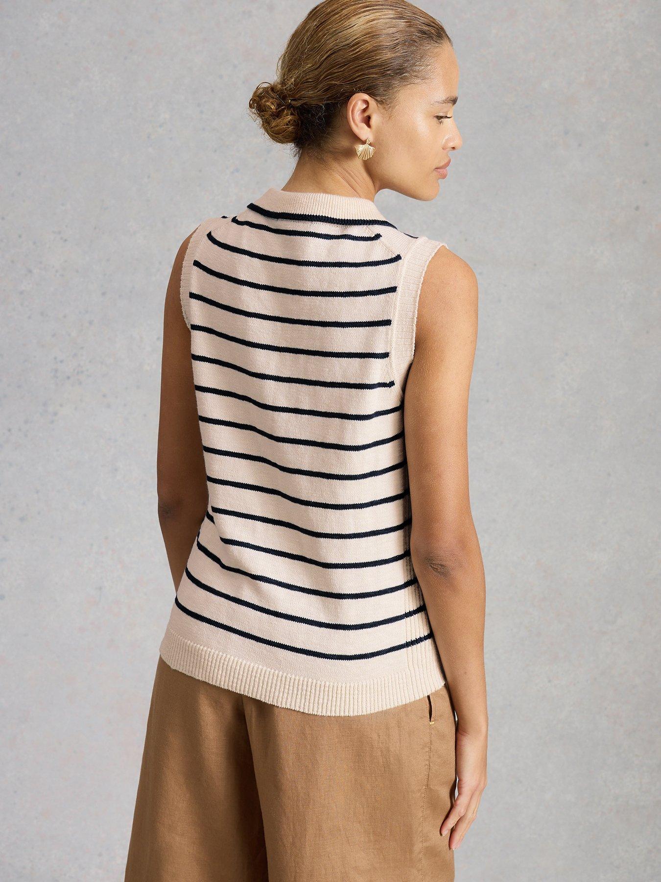 Image 2 of 6 of White Stuff Candice Stripe Collar Vest