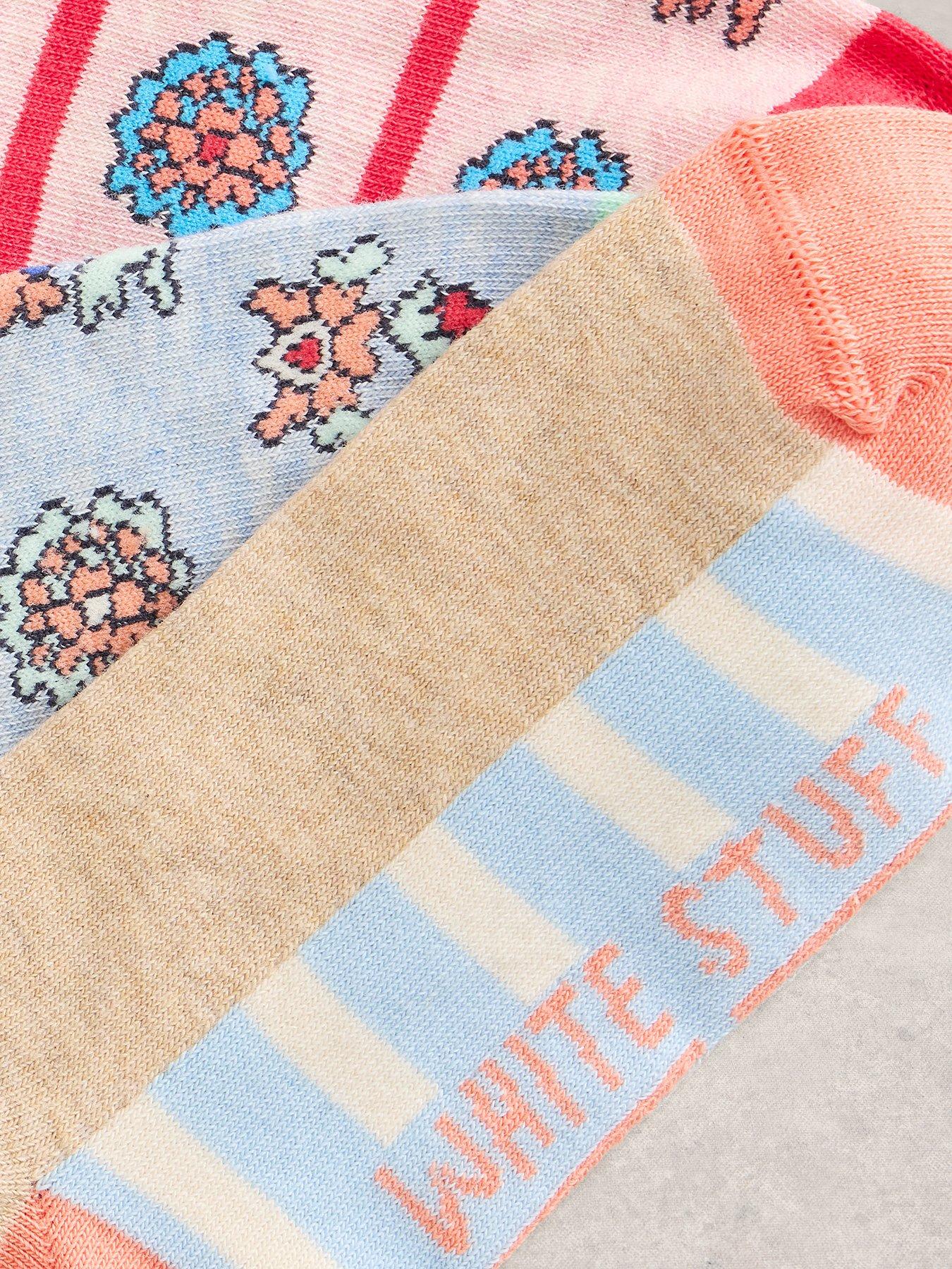 Image 2 of 2 of White Stuff 3pk Tile Print Trainer Socks