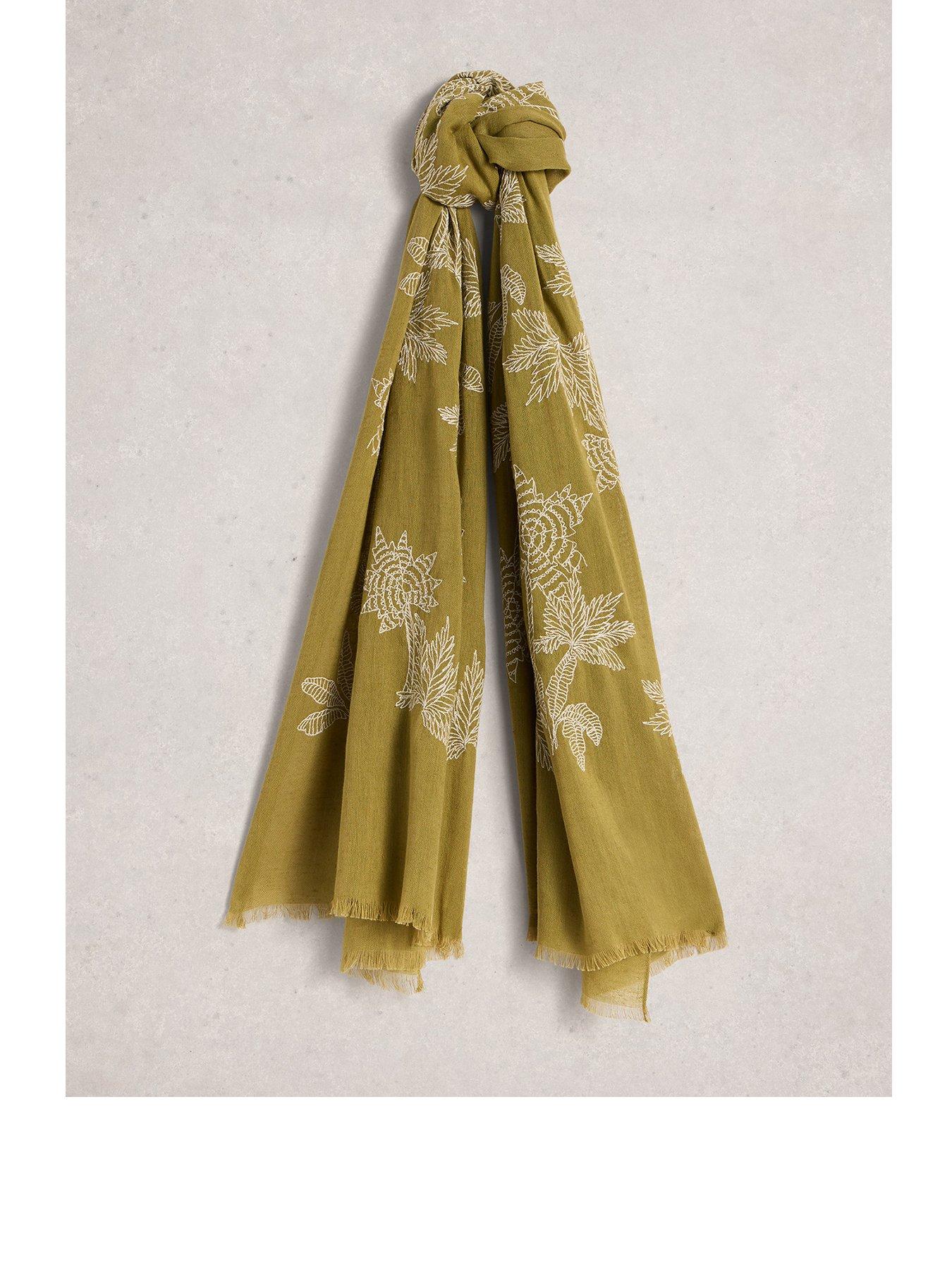 White Stuff Embroidered Plain Scarf