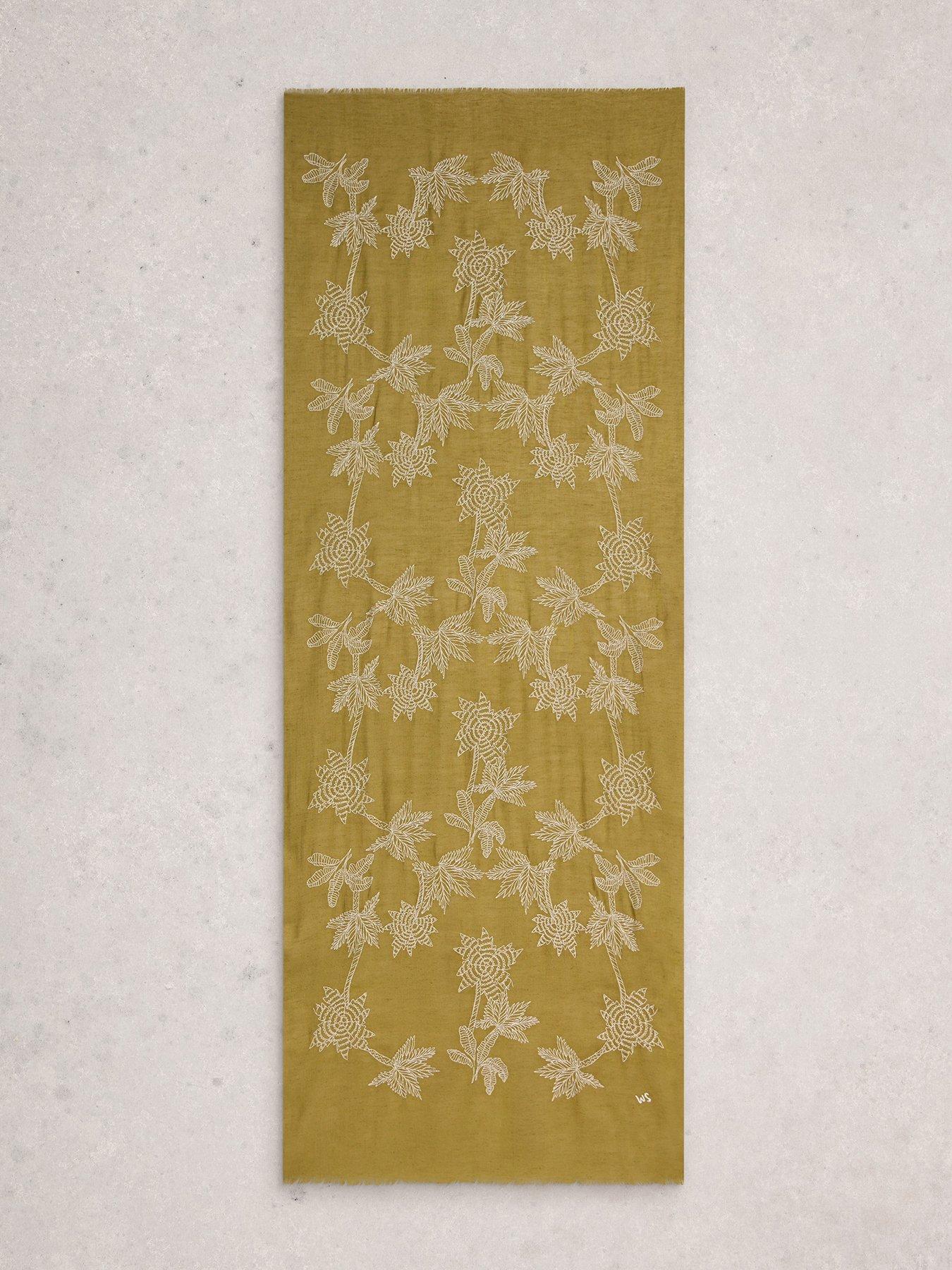 Image 2 of 3 of White Stuff Embroidered Plain Scarf