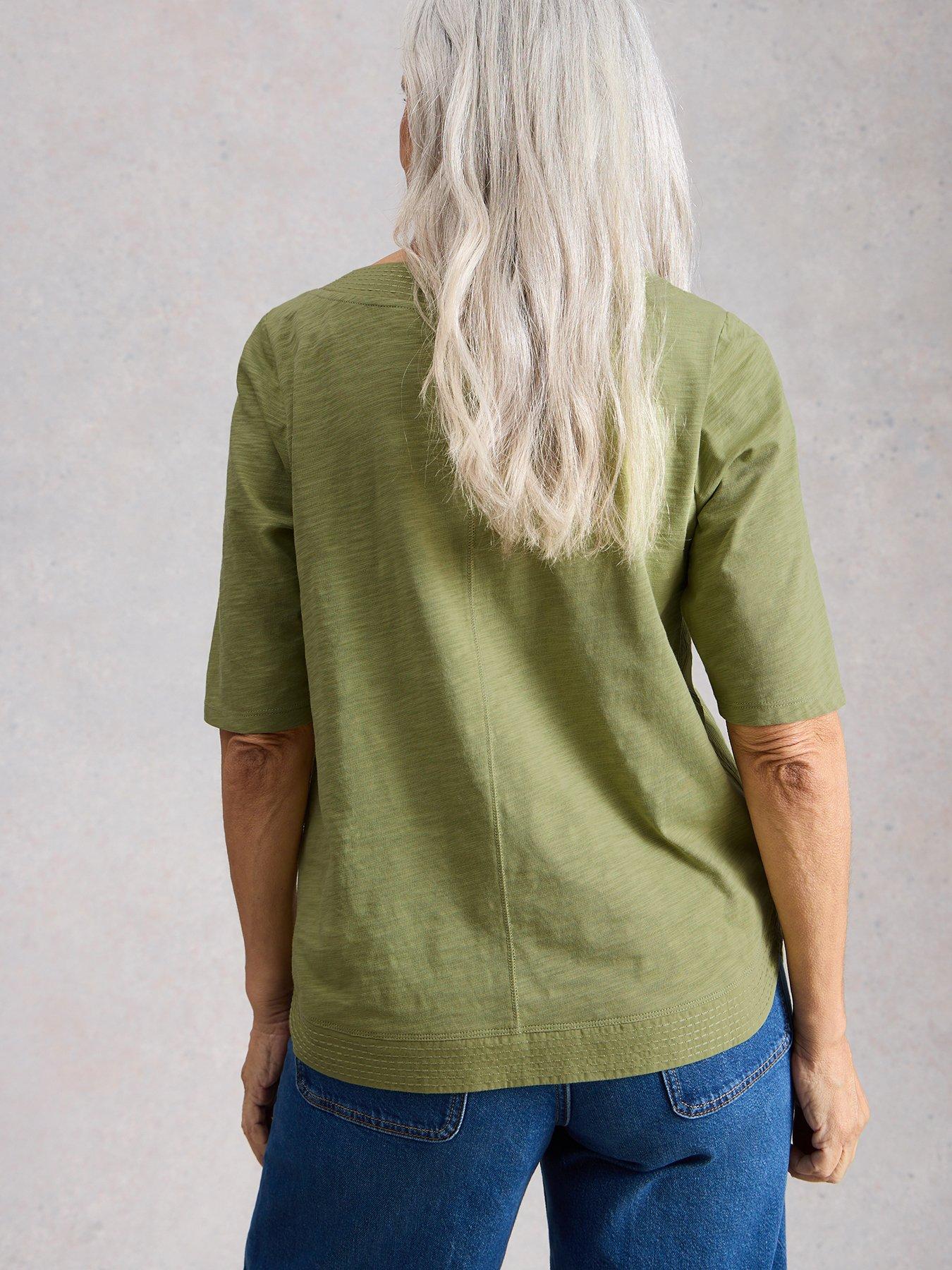 Image 2 of 6 of White Stuff Weaver Broderie T-Shirt - Green