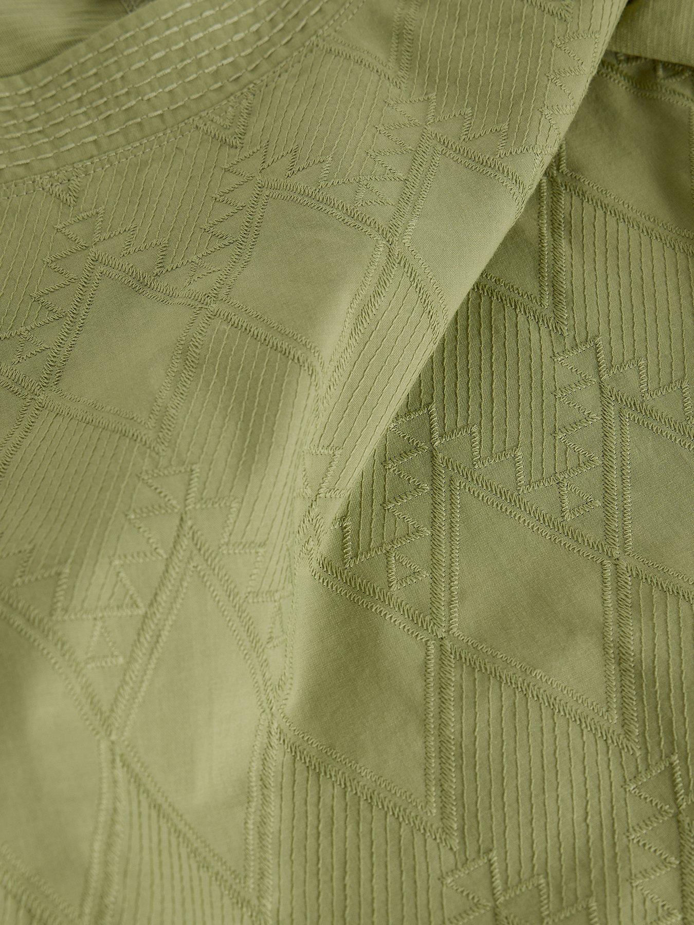Image 6 of 6 of White Stuff Weaver Broderie T-Shirt - Green