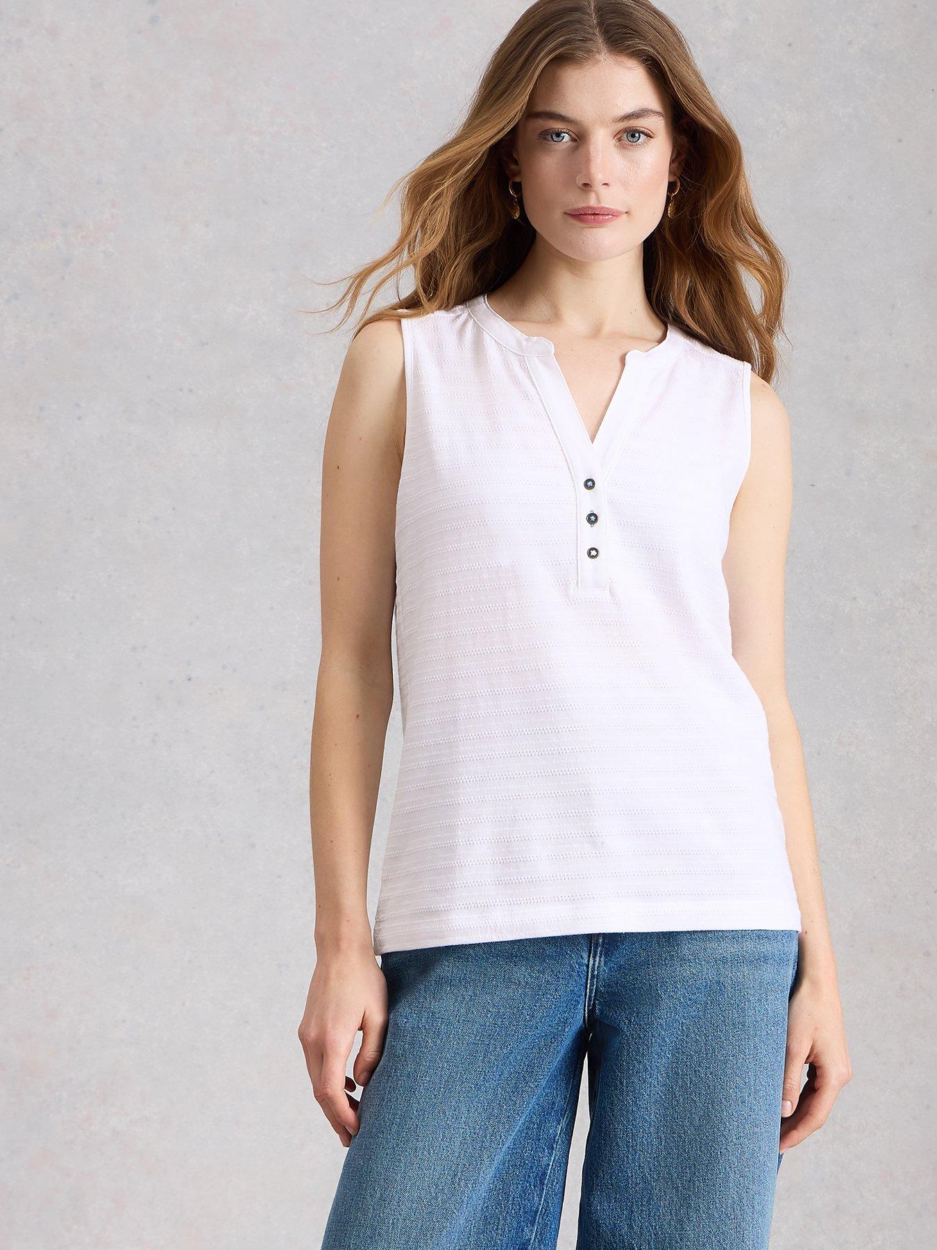 Image 1 of 6 of White Stuff Nora Texture Notch Vest - White