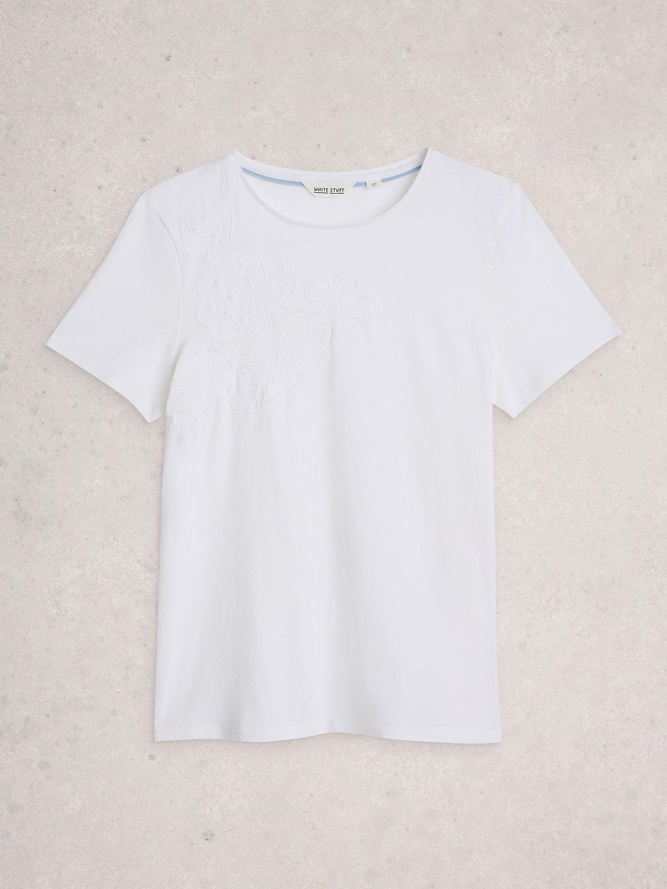Image 5 of 6 of White Stuff Abbie Embroidered T-Shirt - White
