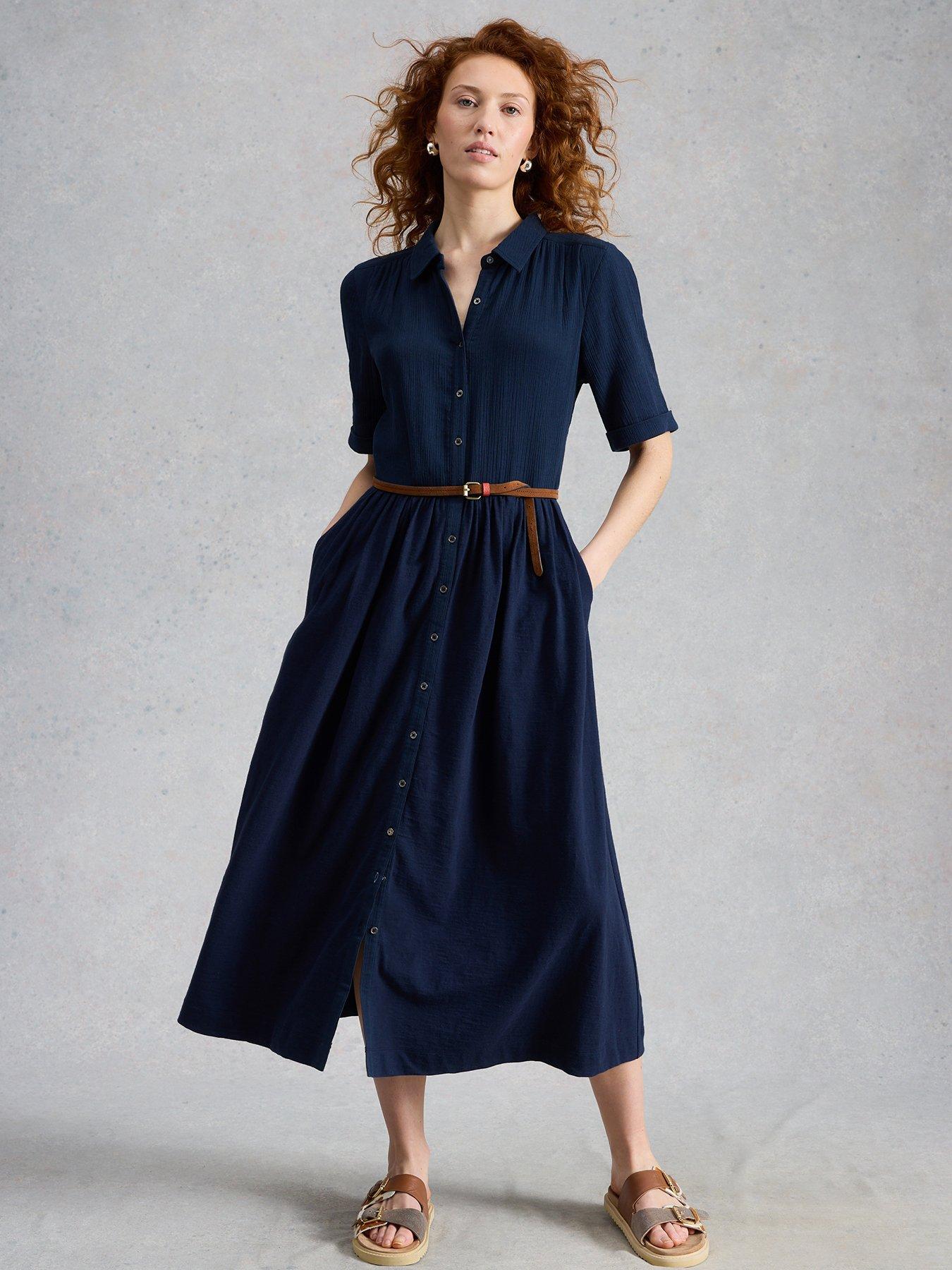 White Stuff Rylee Double Cloth Shirt Dress - Blue