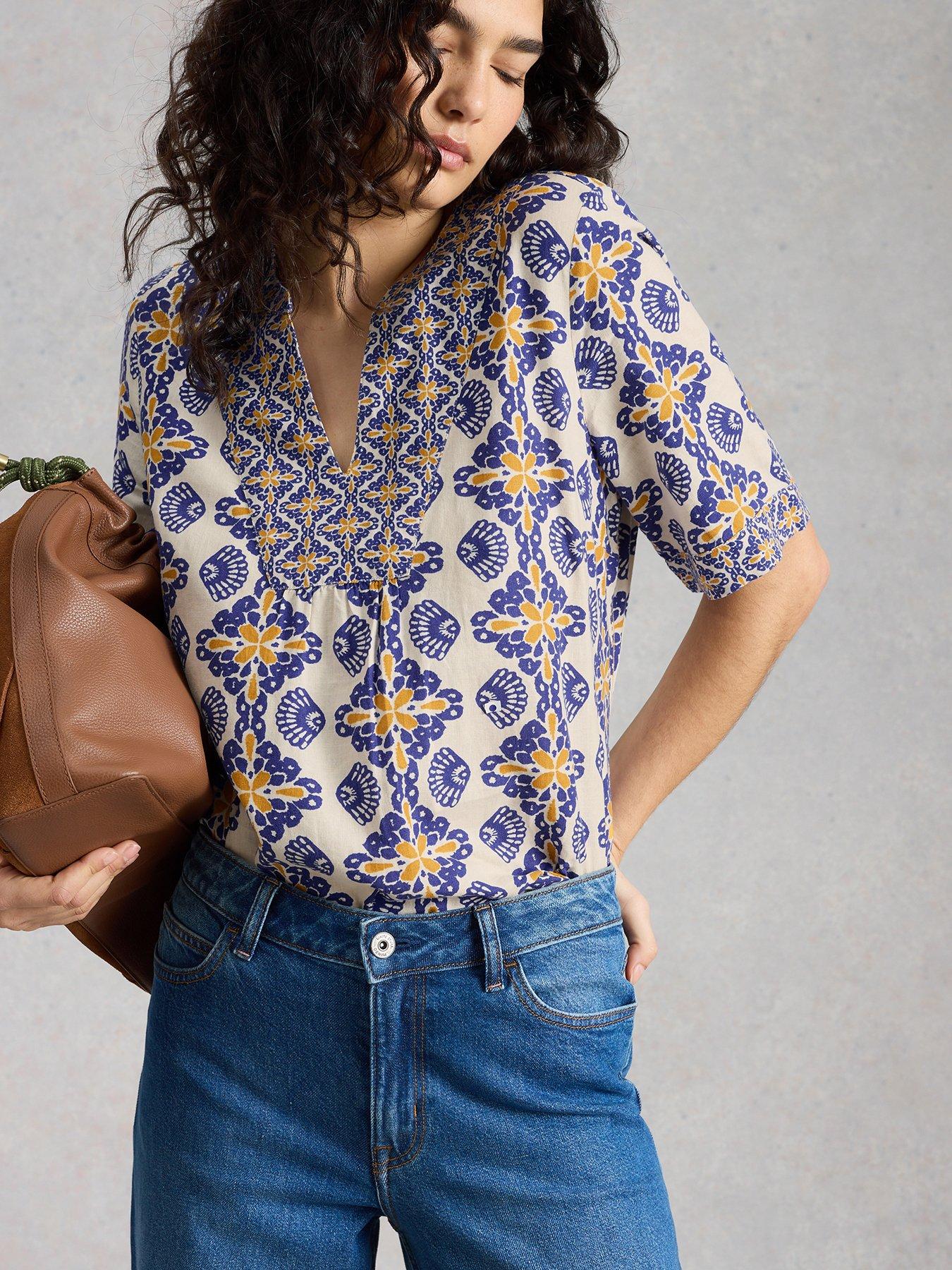 White Stuff Ash Linen Blend Top