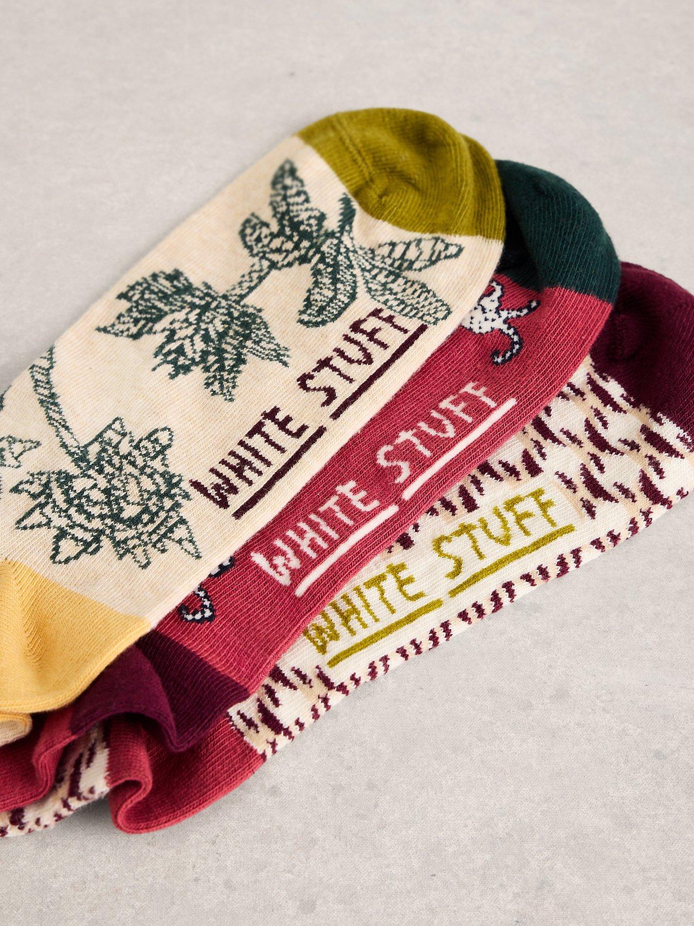 Image 2 of 2 of White Stuff 3pk Safari Print Trainer Socks