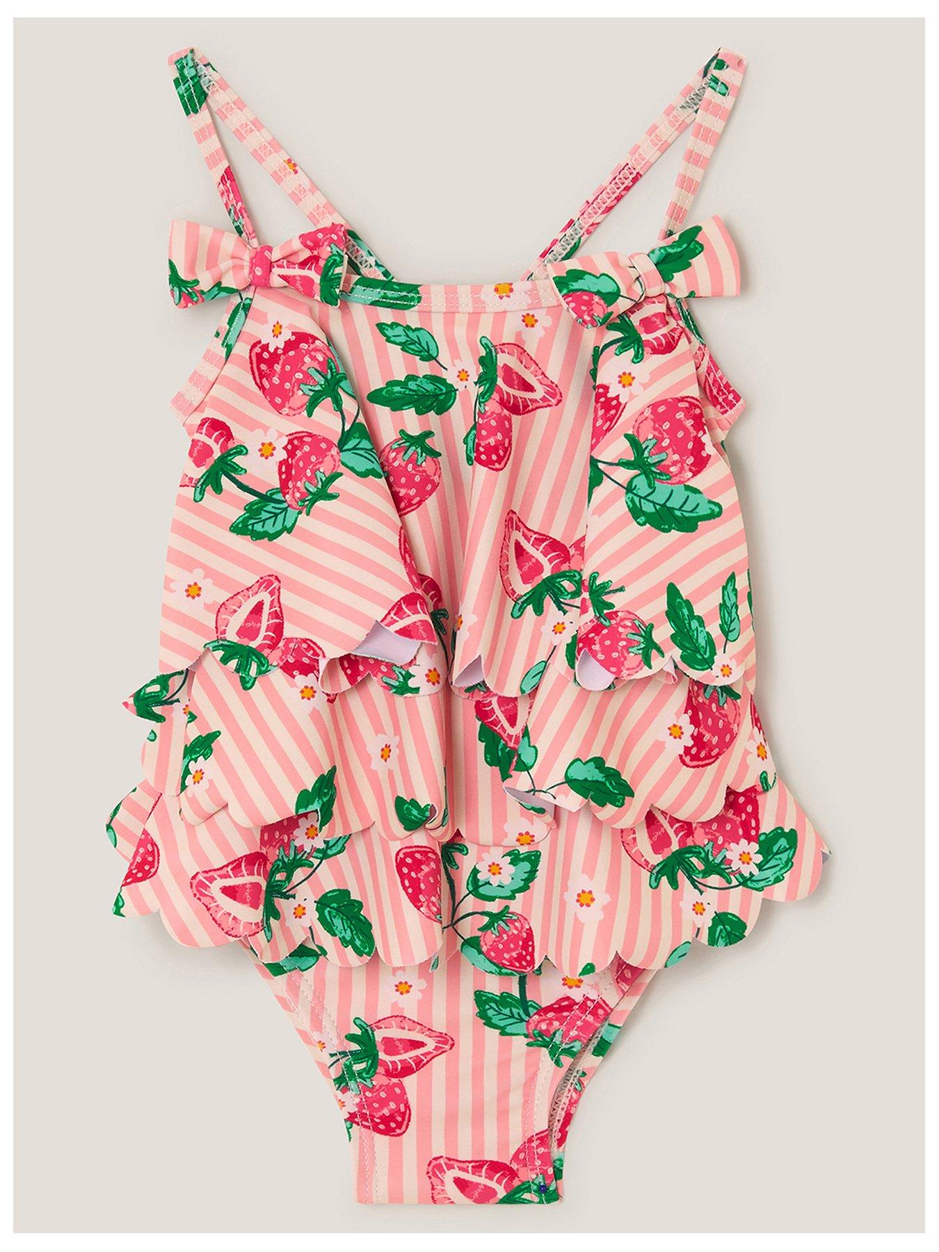 Monsoon Baby Girls Strawberry Swimsuit - Pink