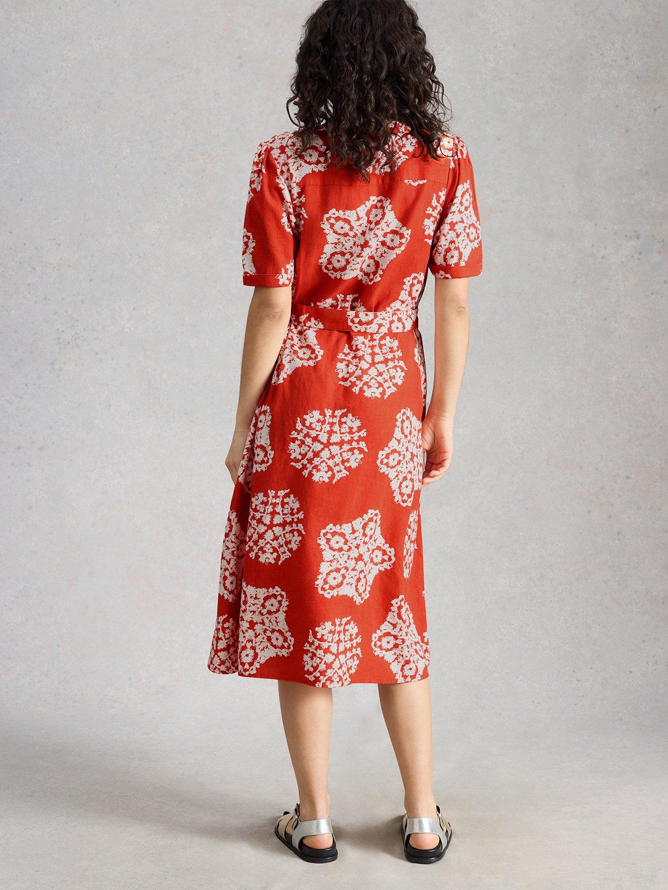 Image 2 of 6 of White Stuff Val Linen Blend Dress - Red