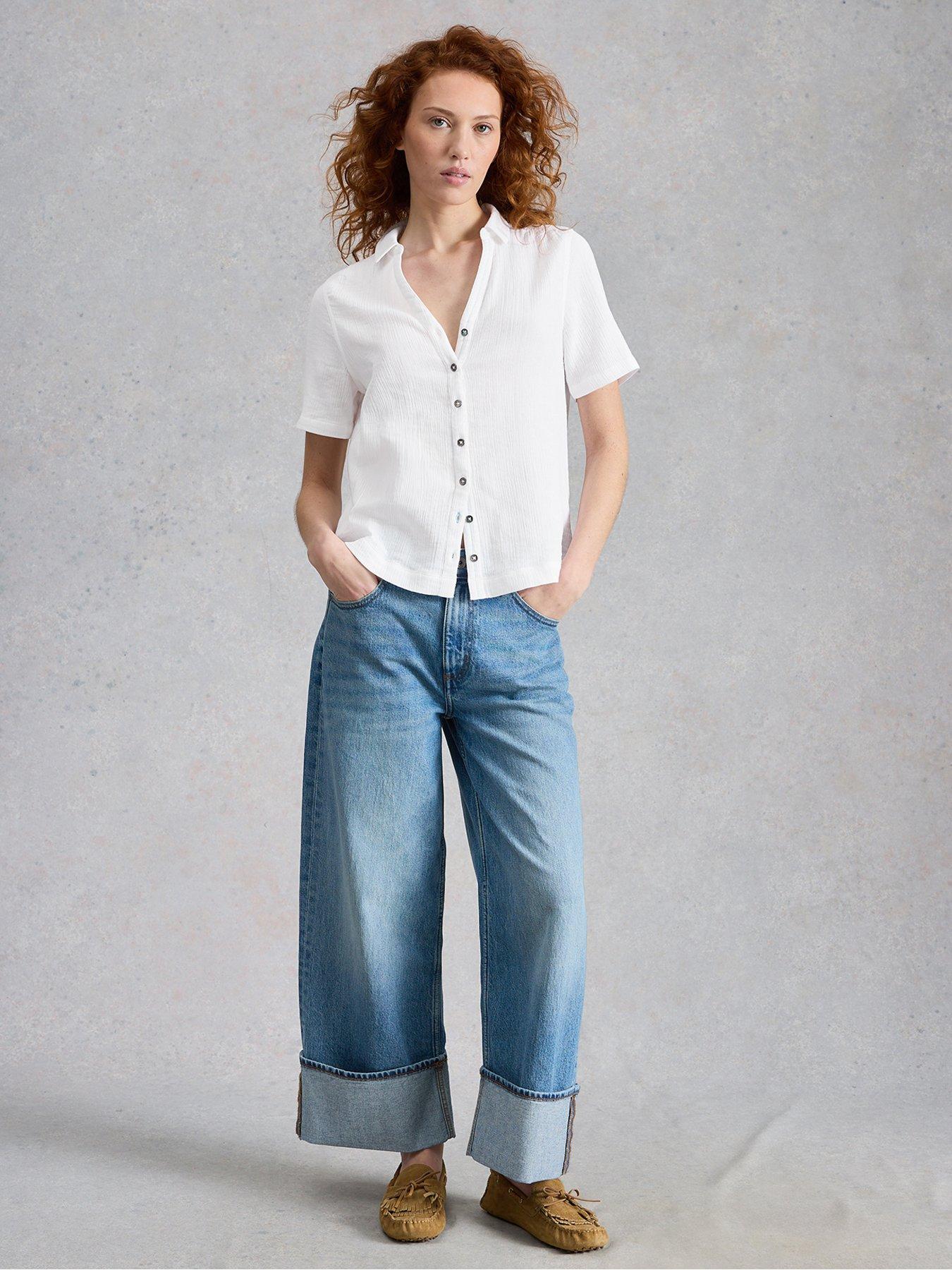 White Stuff Annie Short Sleeve Double Cloth Shirt - White