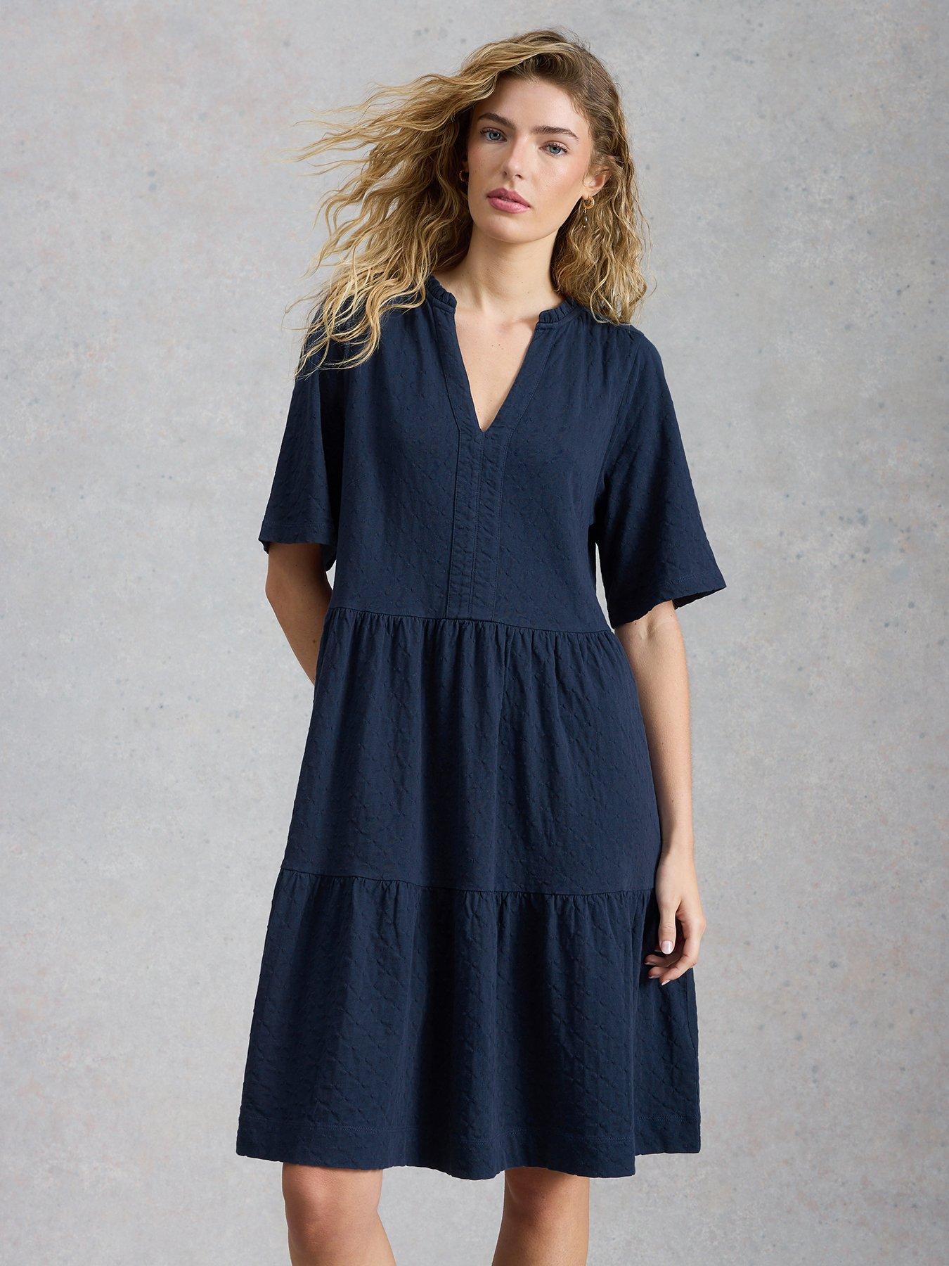 Image 1 of 6 of White Stuff Sophia Jersey Dress - Blue