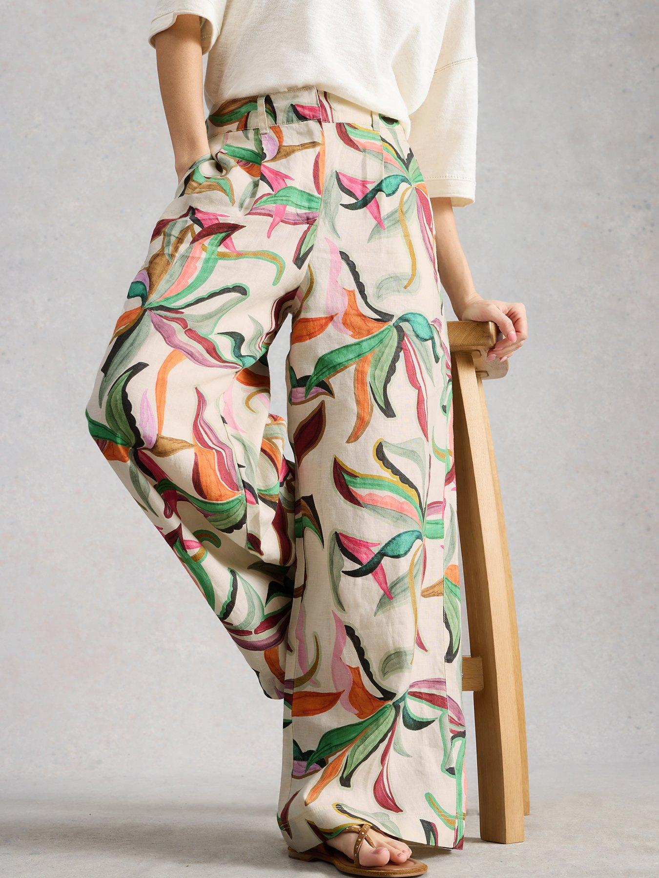 Image 1 of 6 of White Stuff Sasha Wide Leg Linen Trouser - Beige