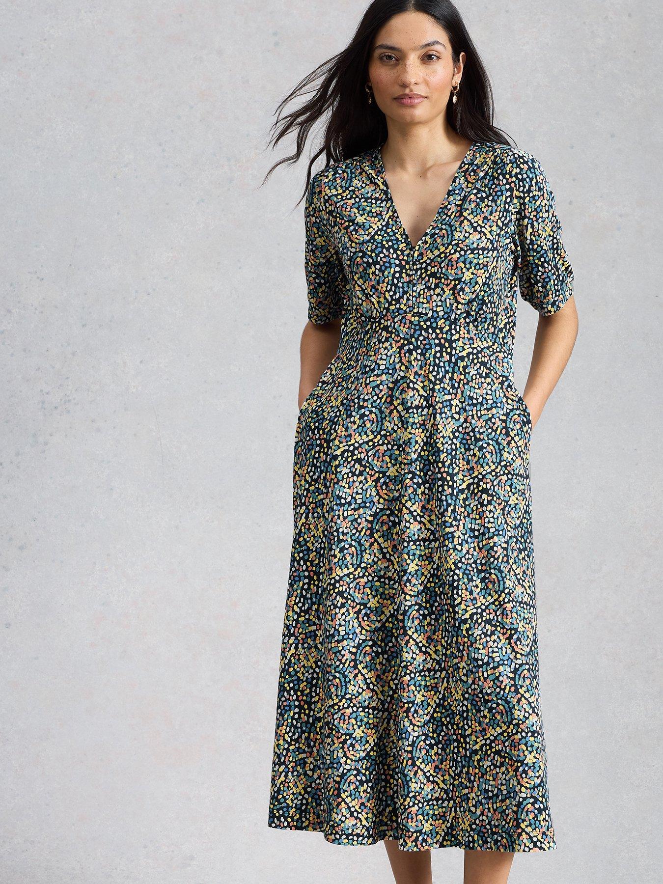 Image 1 of 6 of White Stuff Megan Jersey Dress - Blue
