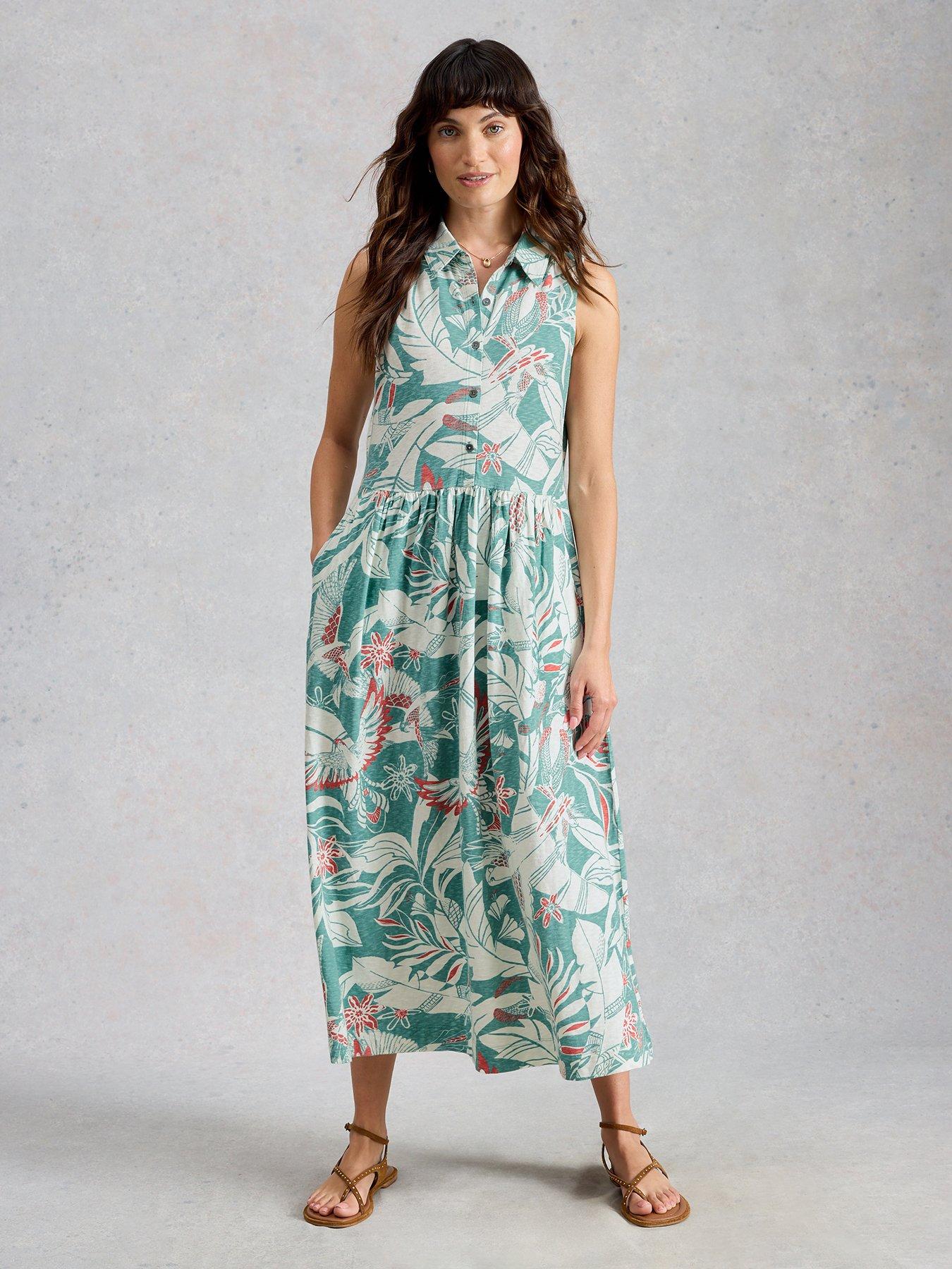 White Stuff Rylee Sleeveless Shirt Dress - Blue
