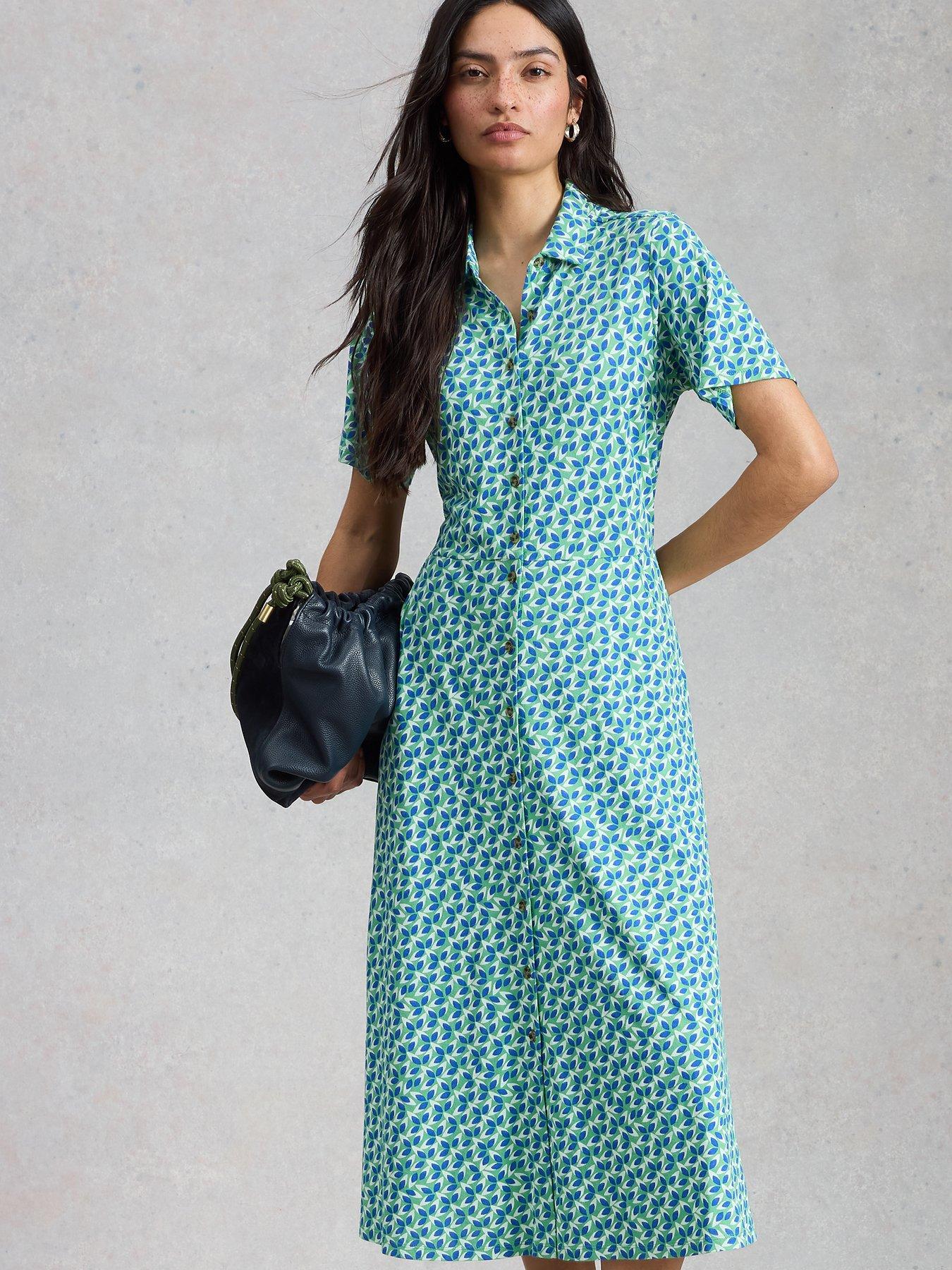 White Stuff Rua Jersey Shirt Dress - Green