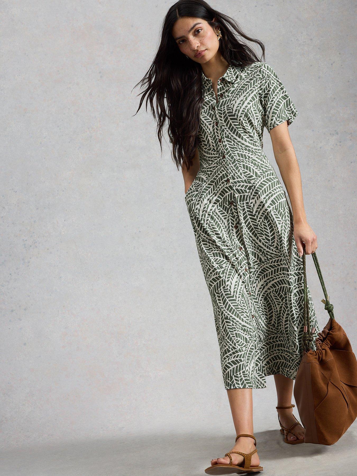 White Stuff Rua Jersey Shirt Dress - Green