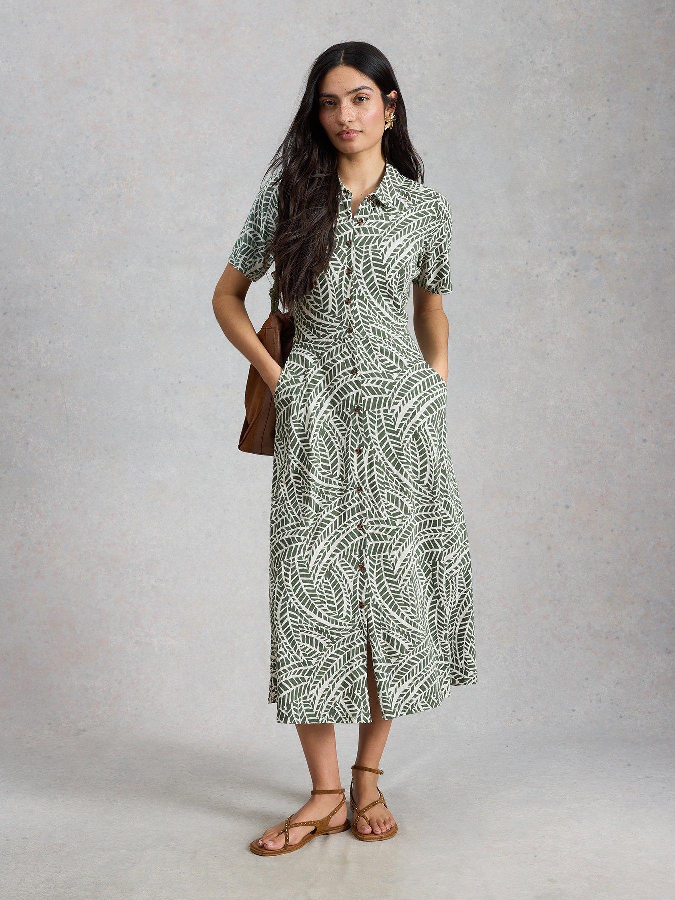 Image 3 of 6 of White Stuff Rua Jersey Shirt Dress - Green